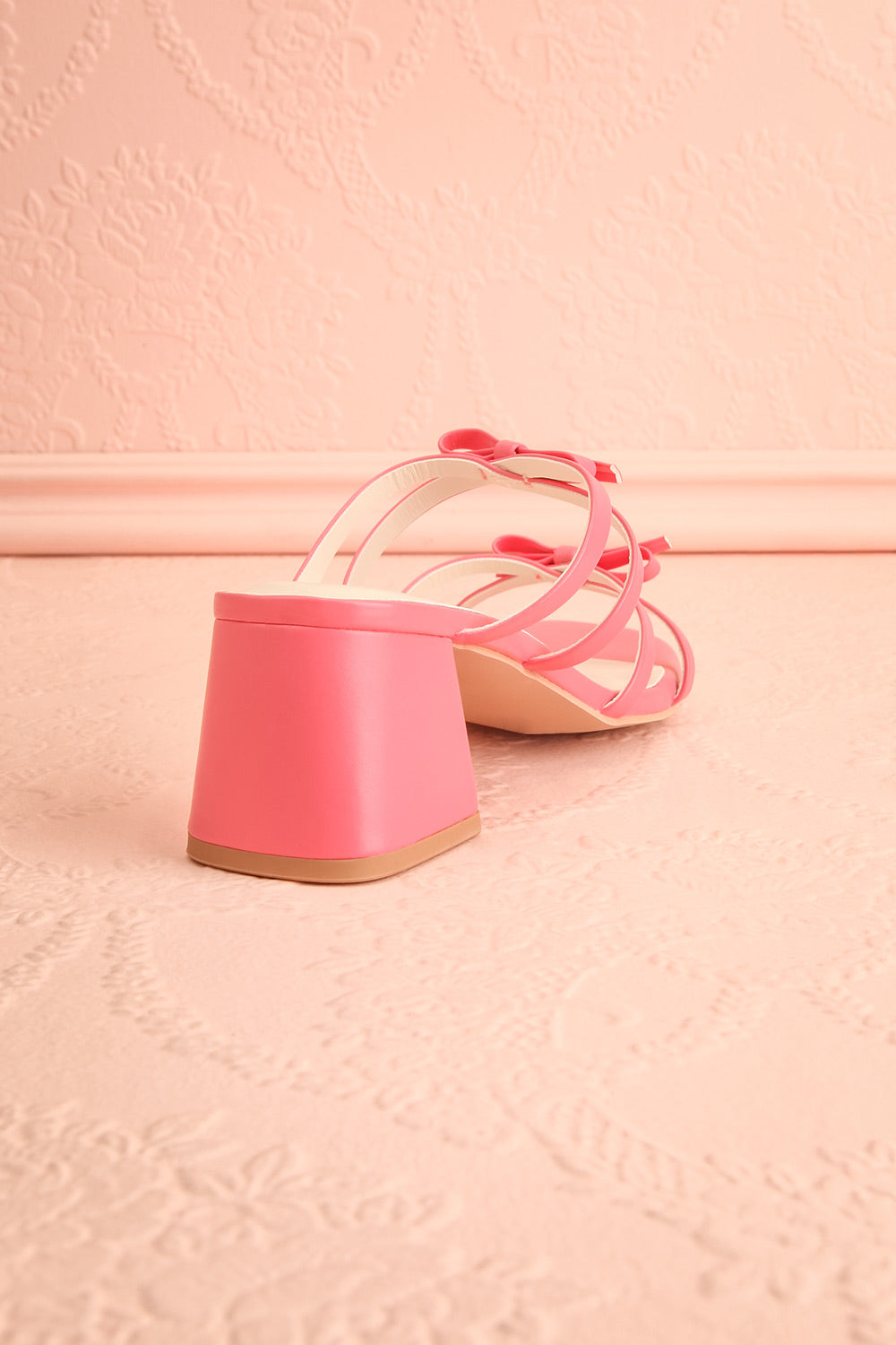 Macy Pink Heeled Sandals w/ Bows | Maison garçonne back view