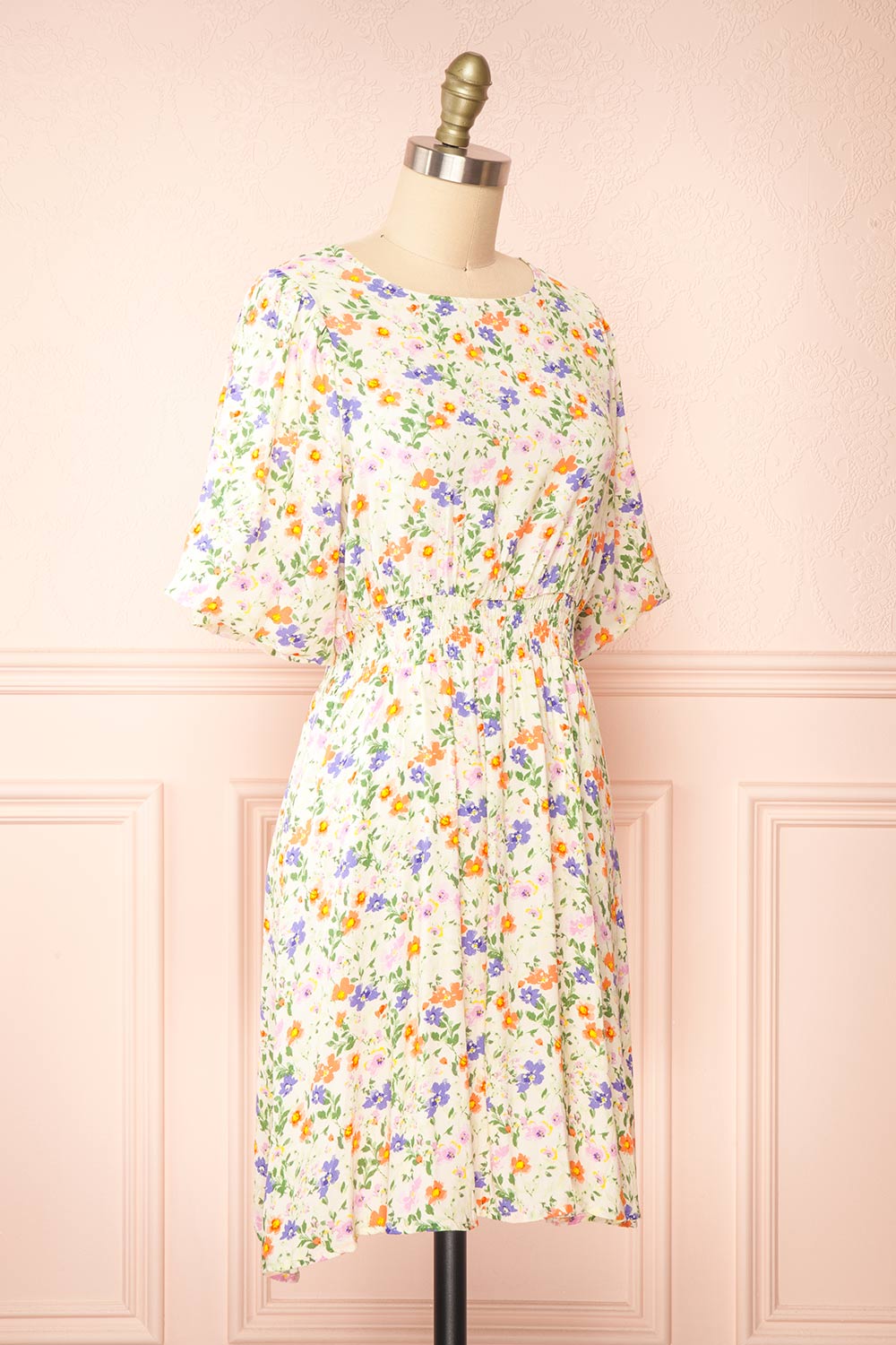 Madaya Short Floral Dress w/ Elastic Waist | Boutique 1861 side view