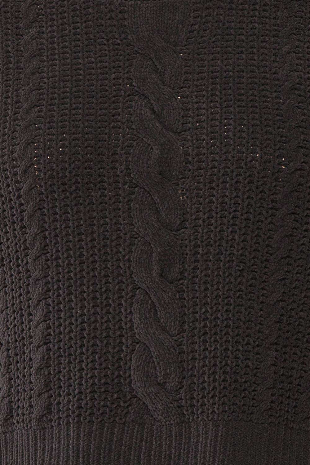 Madeleine Black Cropped Cable Knit Sweater | Boutique 1861 fabric 