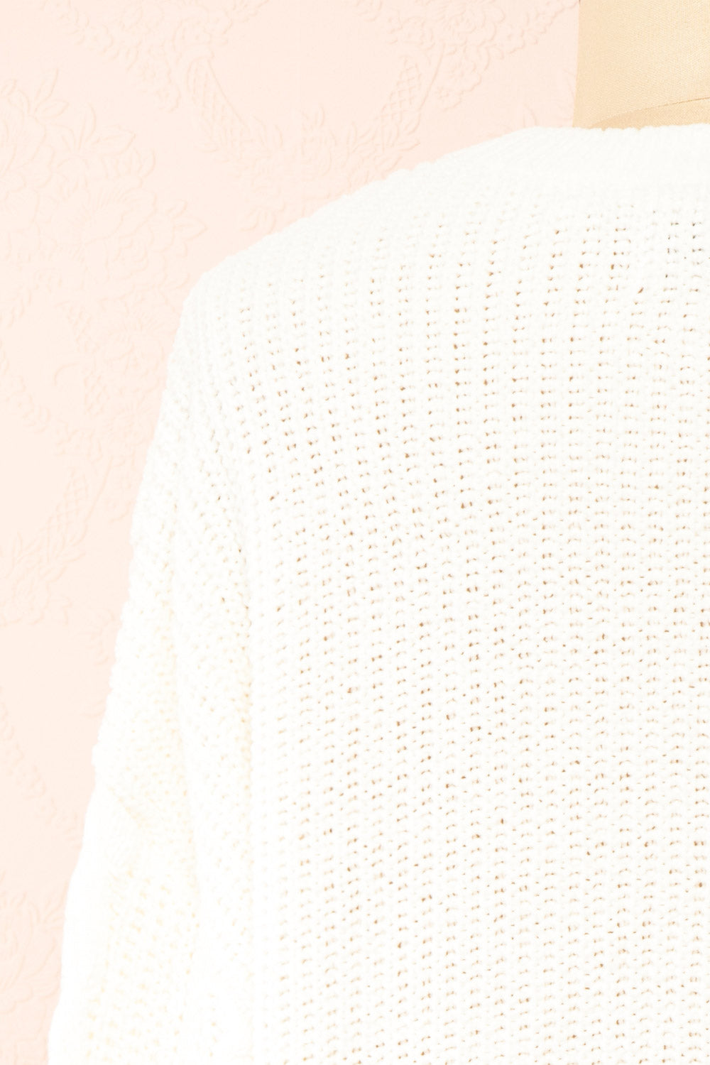 Madeleine Ivory Cropped Cable Knit Sweater | Boutique 1861 back close-up