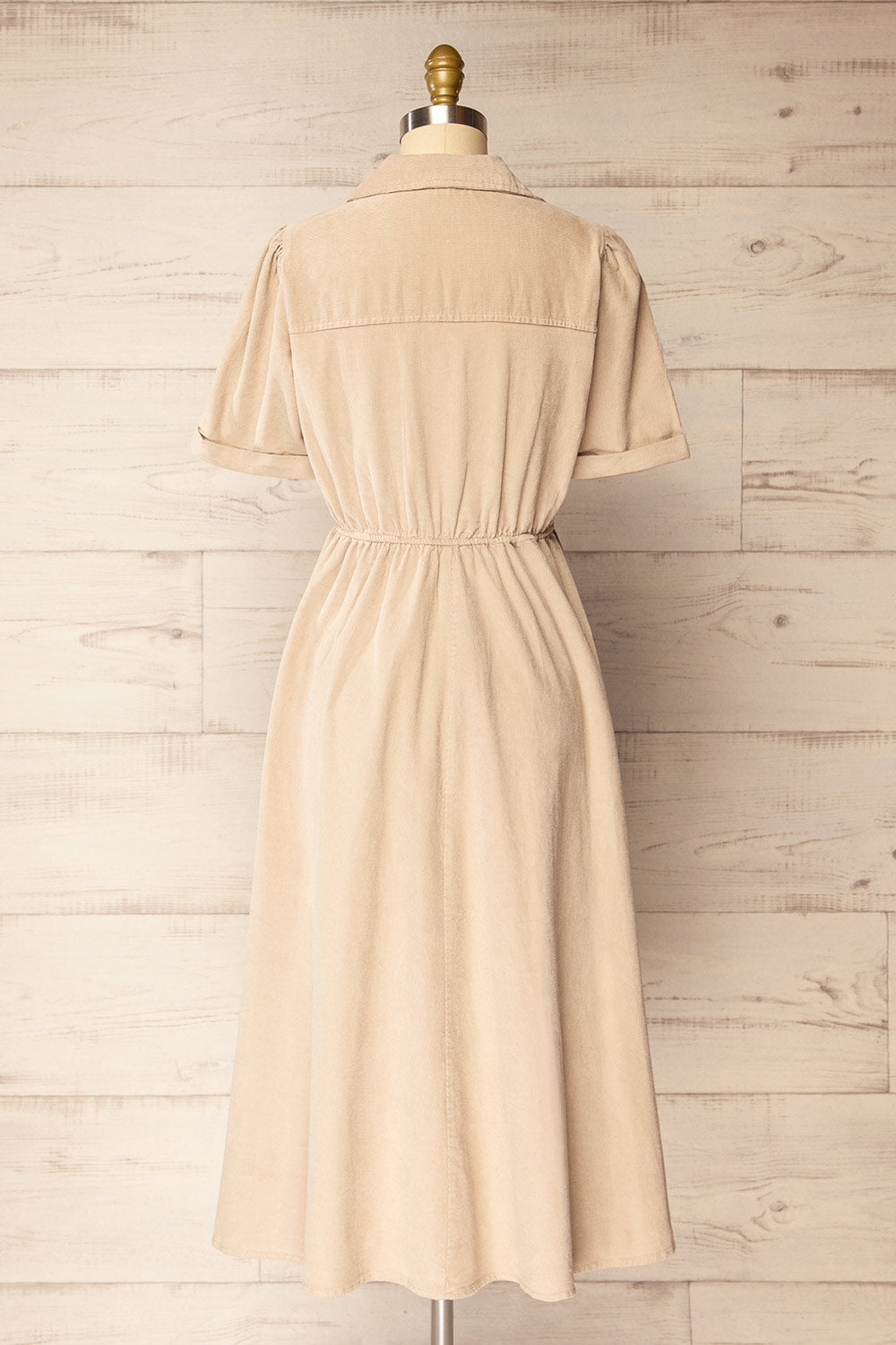 Madera Beige Corduroy Midi Dress | La petite garçonne back