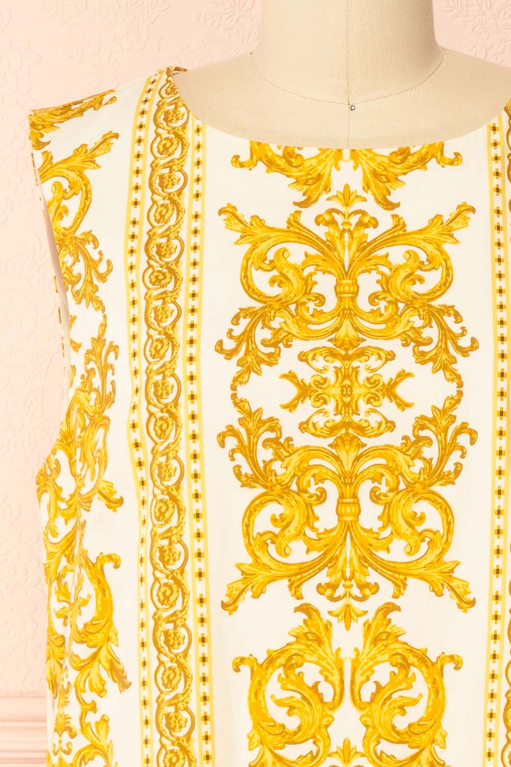 Madge Short Straight Dress with Baroque Print | Boutique 1861 front