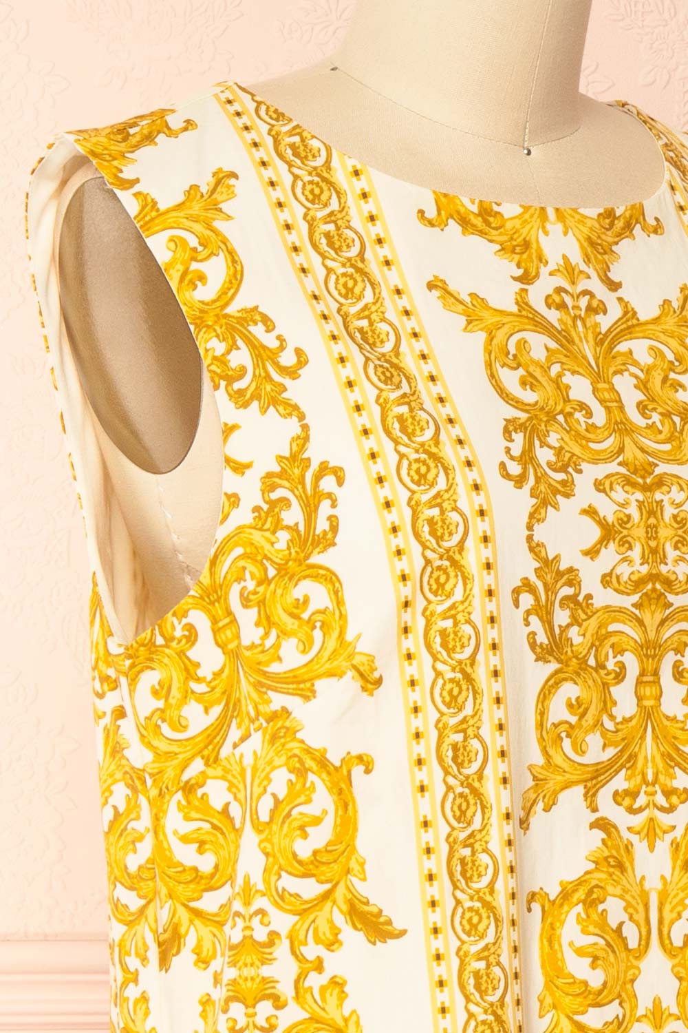 Madge Short Straight Dress with Baroque Print | Boutique 1861 side