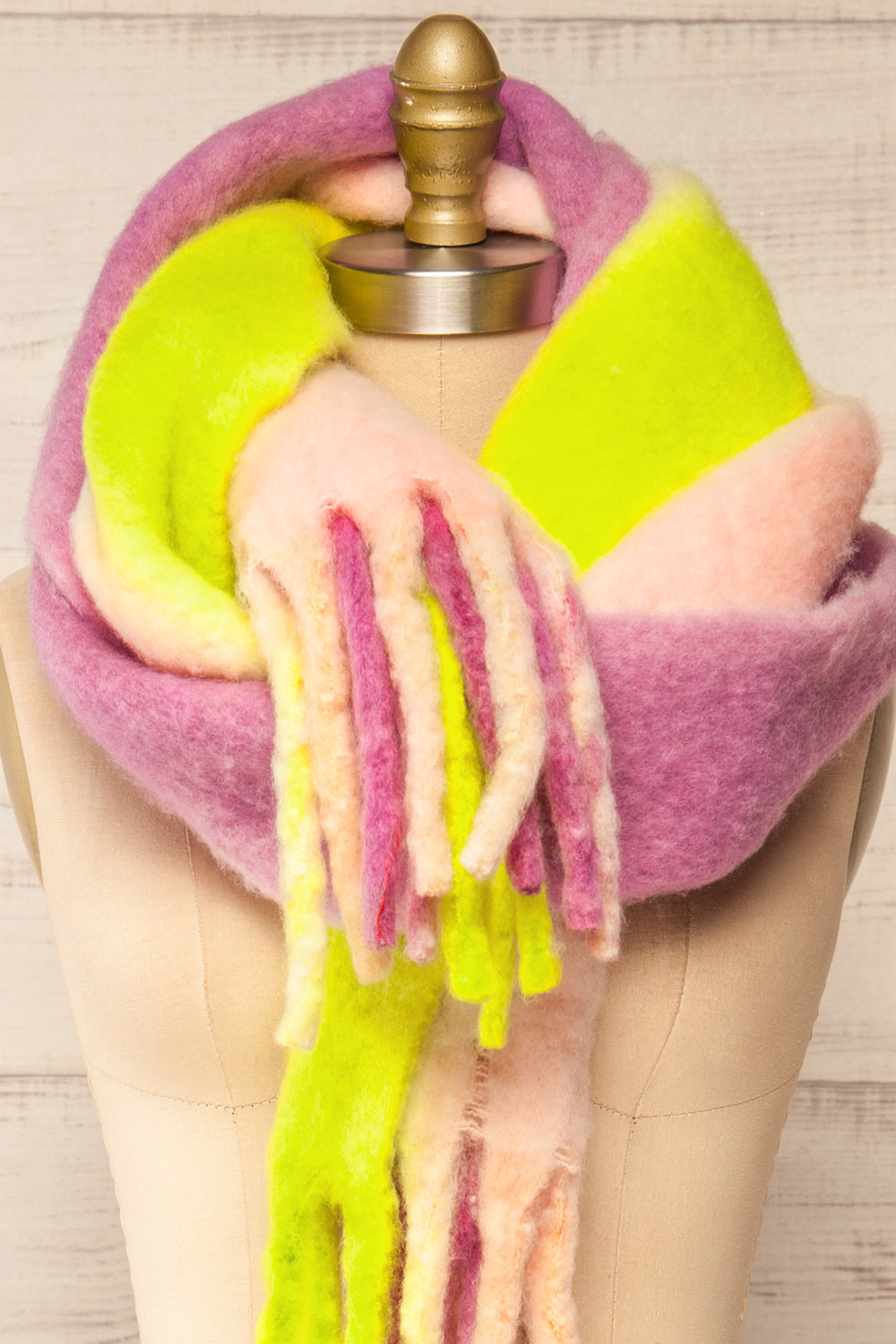 Mahajanga Pink Multicoloured Striped Scarf | La petite garçonne close-up