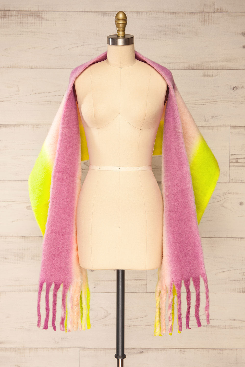 Mahajanga Pink Multicoloured Striped Scarf | La petite garçonne shawl view