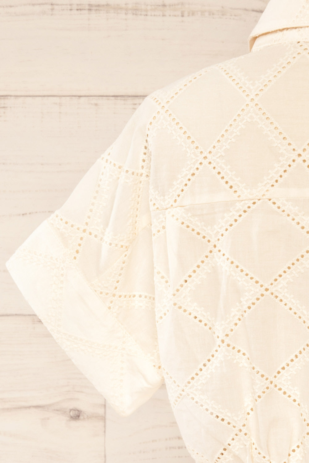 Mahone Ivory Openwork Cropped Shirt | La petite garçonne back