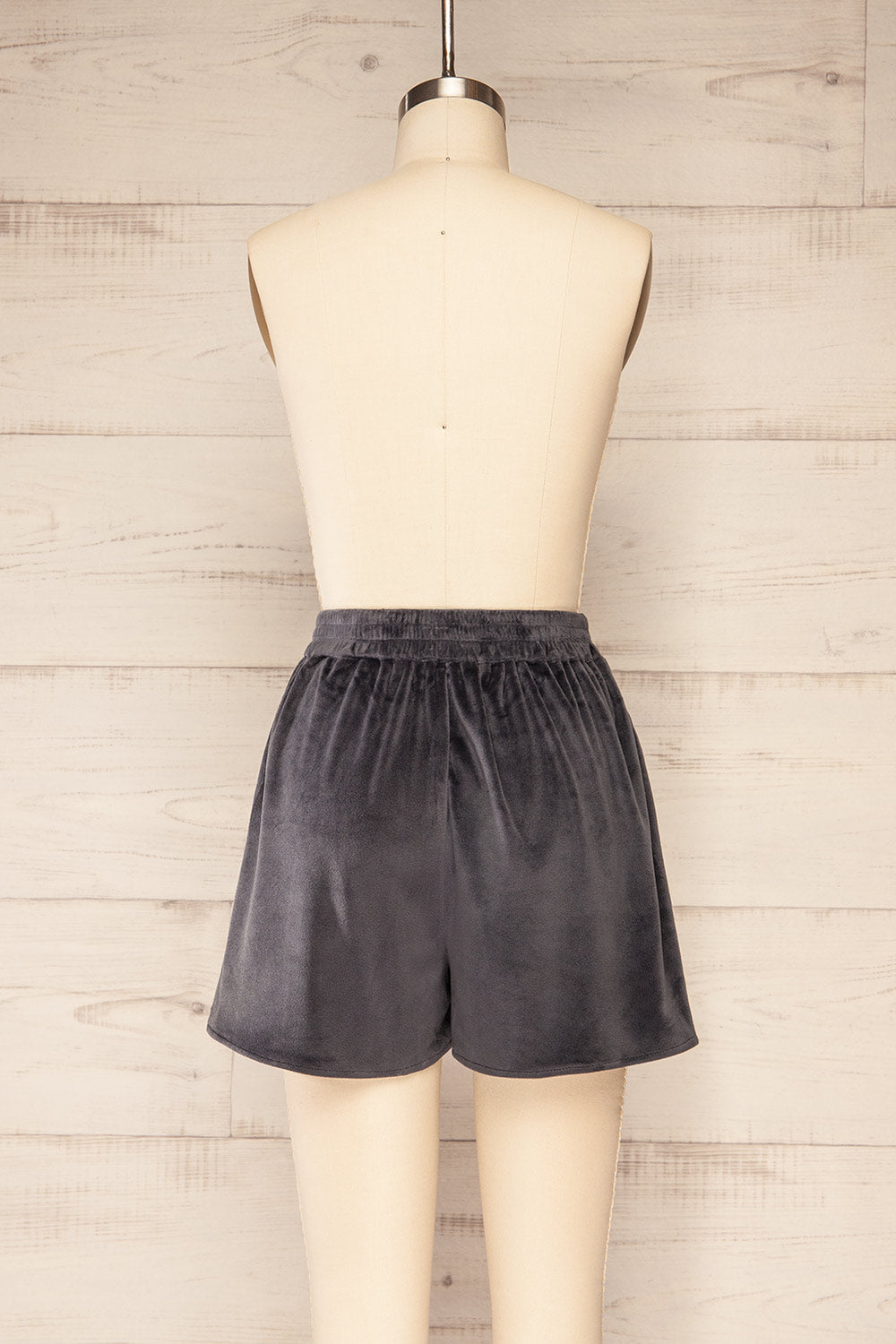 Majuro Dark Grey Velvet Skort | La petite garçonne back view