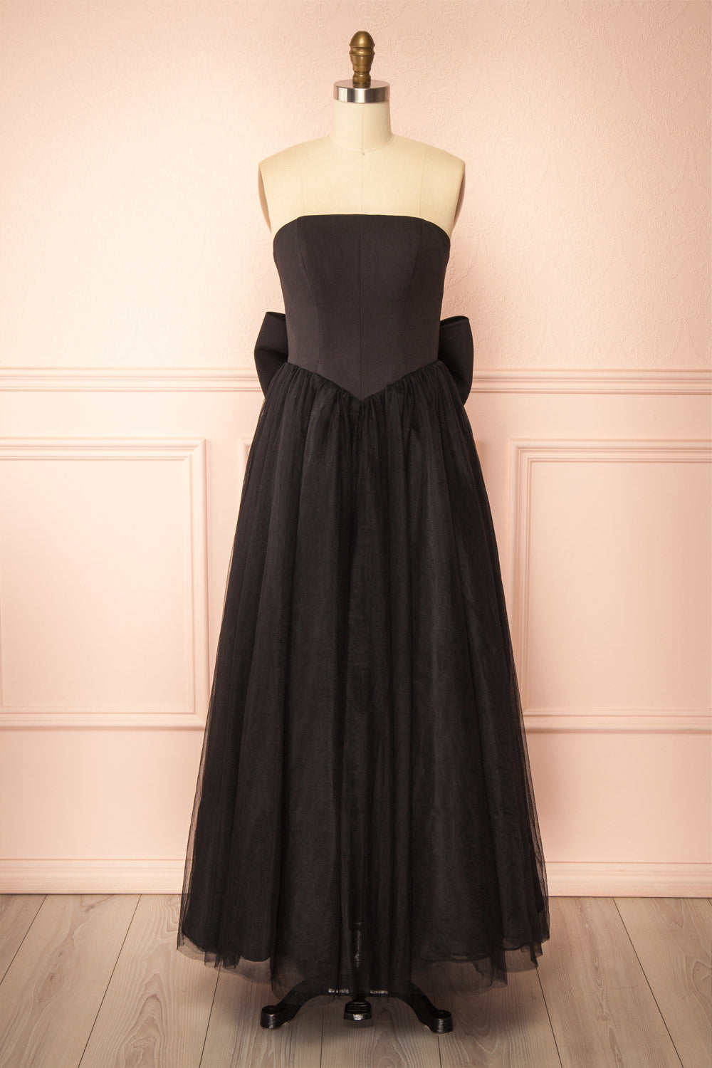 Makoto Black Maxi Strapless A-Line Dress | Boutique 1861 front