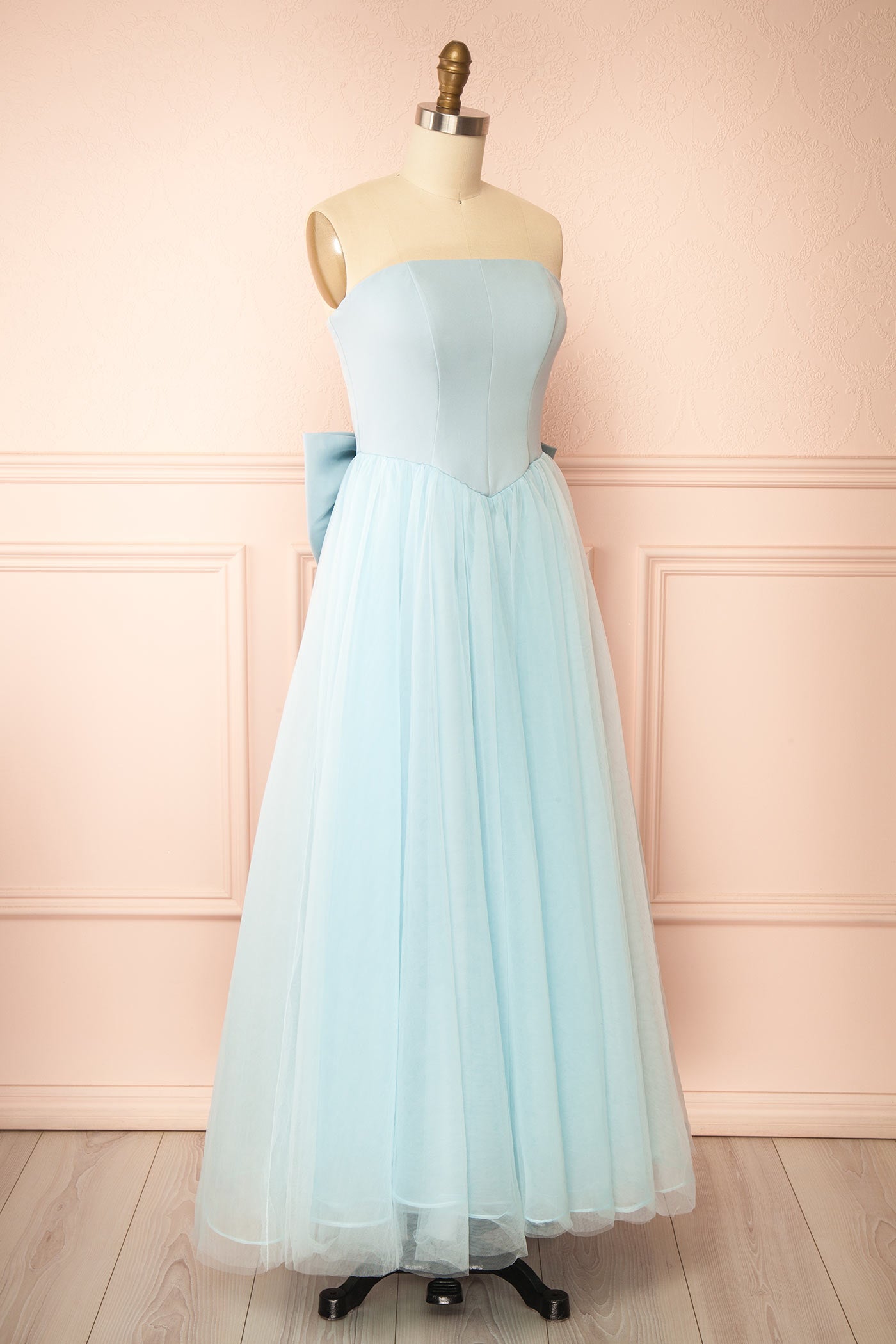 Makoto Blue Maxi Strapless A-Line Dress | Boutique 1861 side