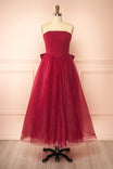 Makoto Burgundy Maxi Strapless A-Line Dress | Boutique 1861 front view