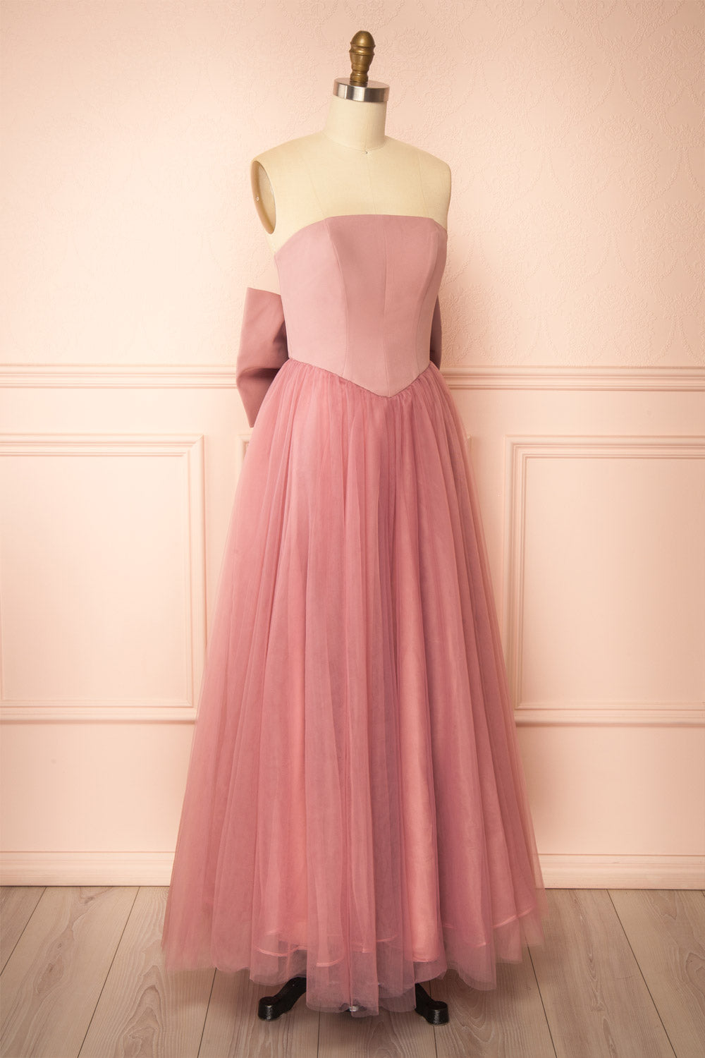 Makoto Pink Maxi Strapless A-Line Dress | Boutique 1861 side