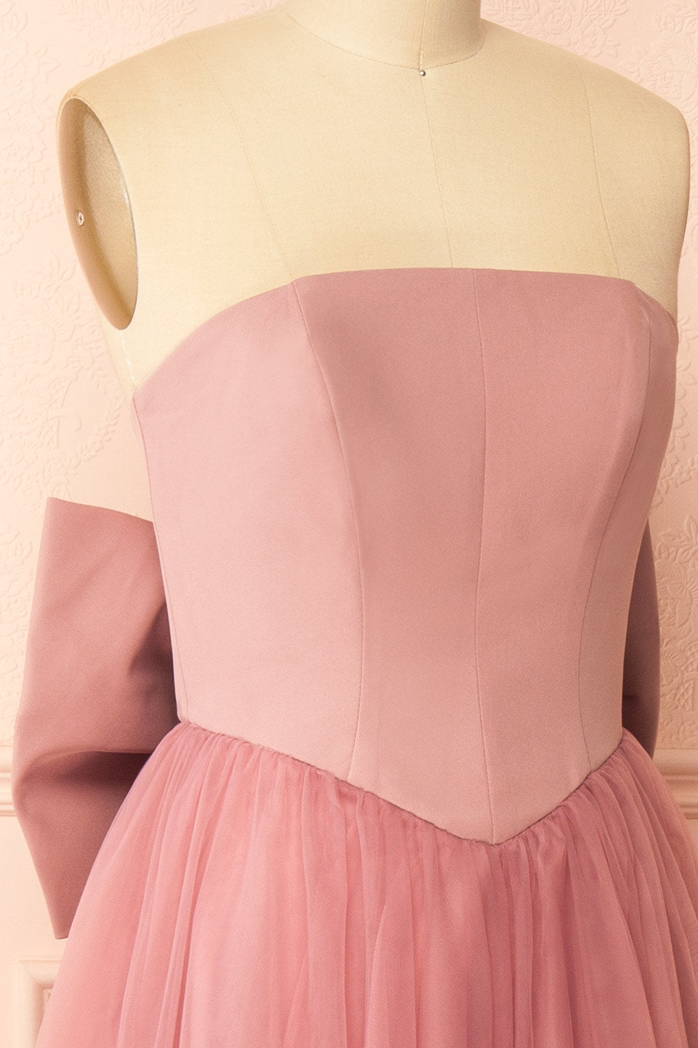 Makoto Pink Maxi Strapless A-Line Dress | Boutique 1861 side view