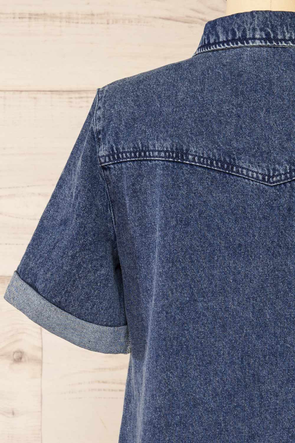 Malda Short Blue Denim Shirt Dress with Pockets | La petite garçonne back