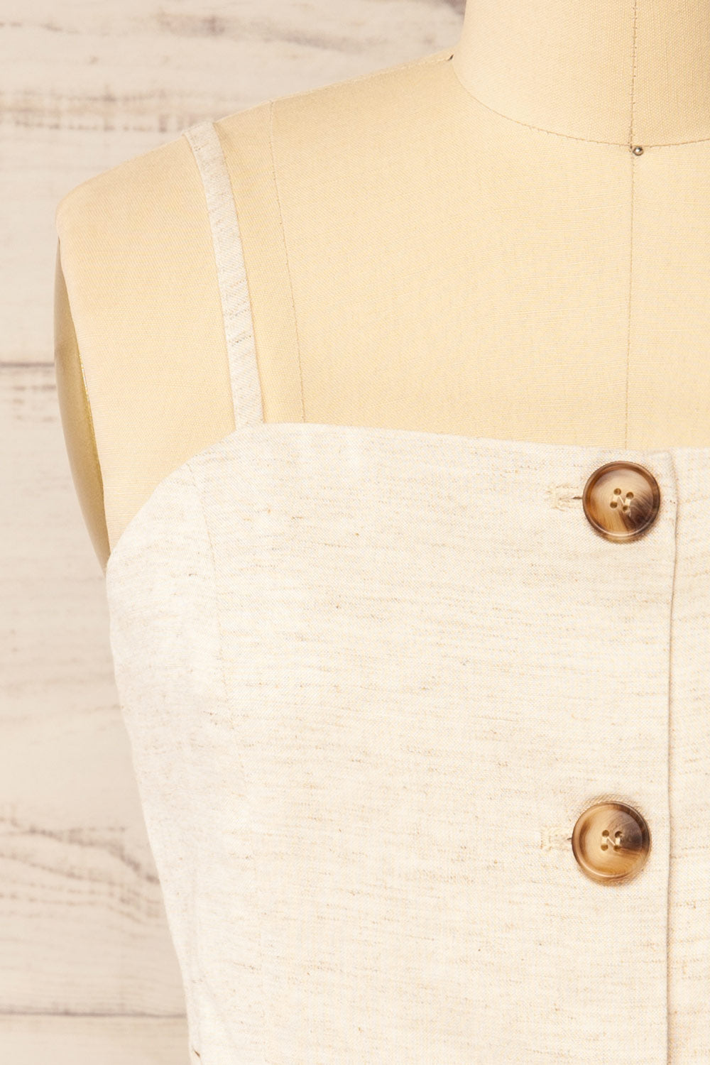 Malekhu Beige Cropped Vest Top | La petite garçonne front