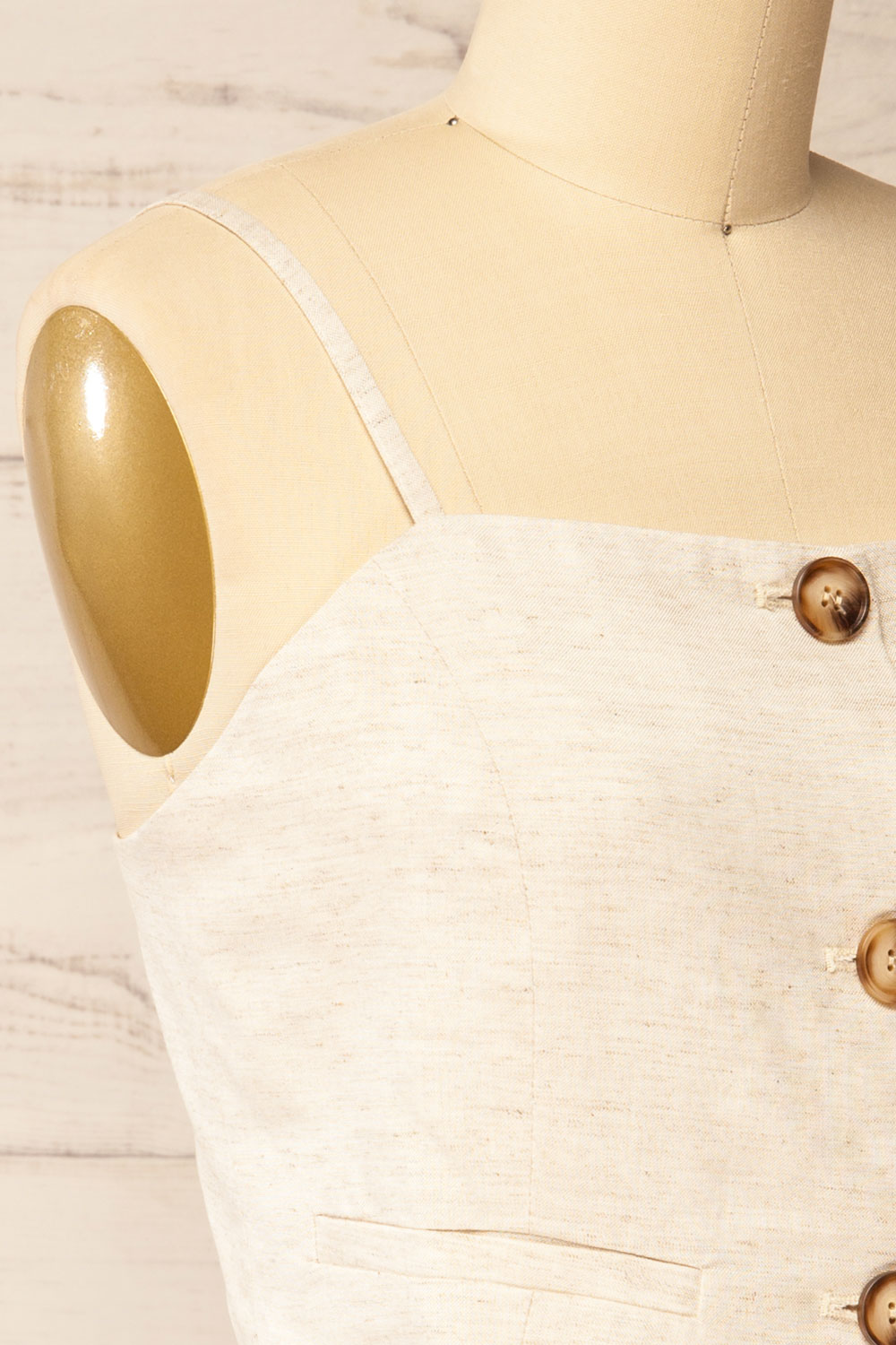 Malekhu Beige Cropped Vest Top | La petite garçonne side