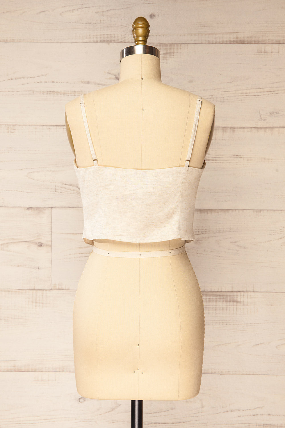 Malekhu Beige Cropped Vest Top | La petite garçonne back view