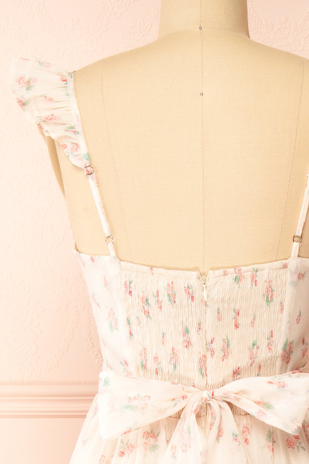 Mallory Long Floral Dress w/ Boning | Boutique 1861 back view