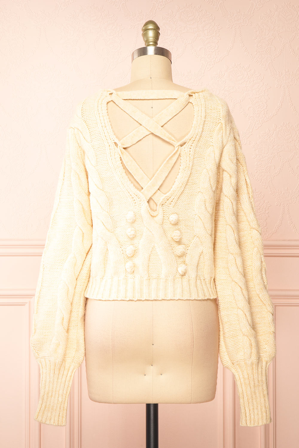 Maloune Beige Sweater w/ Pompoms | Boutique 1861 back view