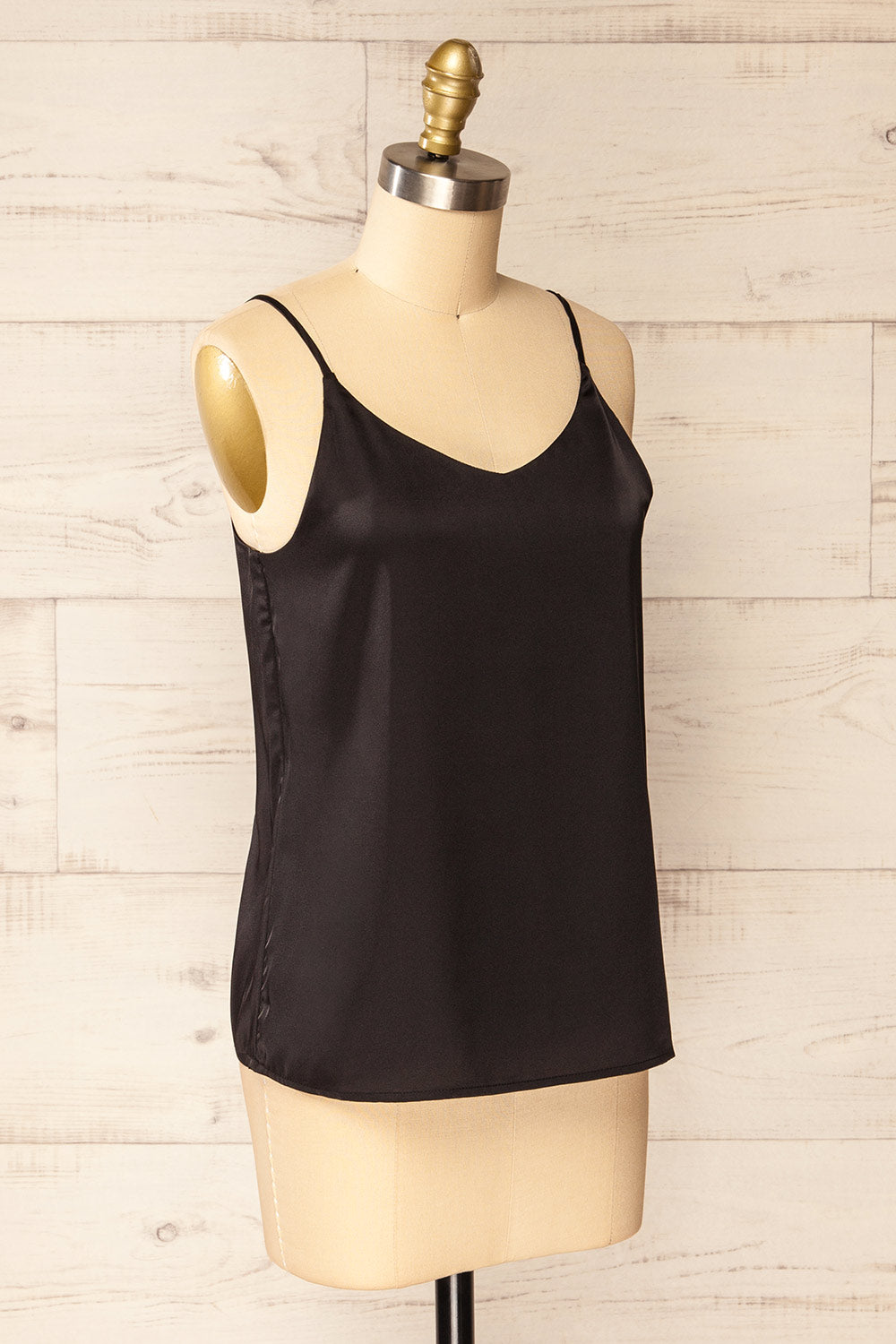 Manaus Black Satin Tank Top | La petite garçonne side view