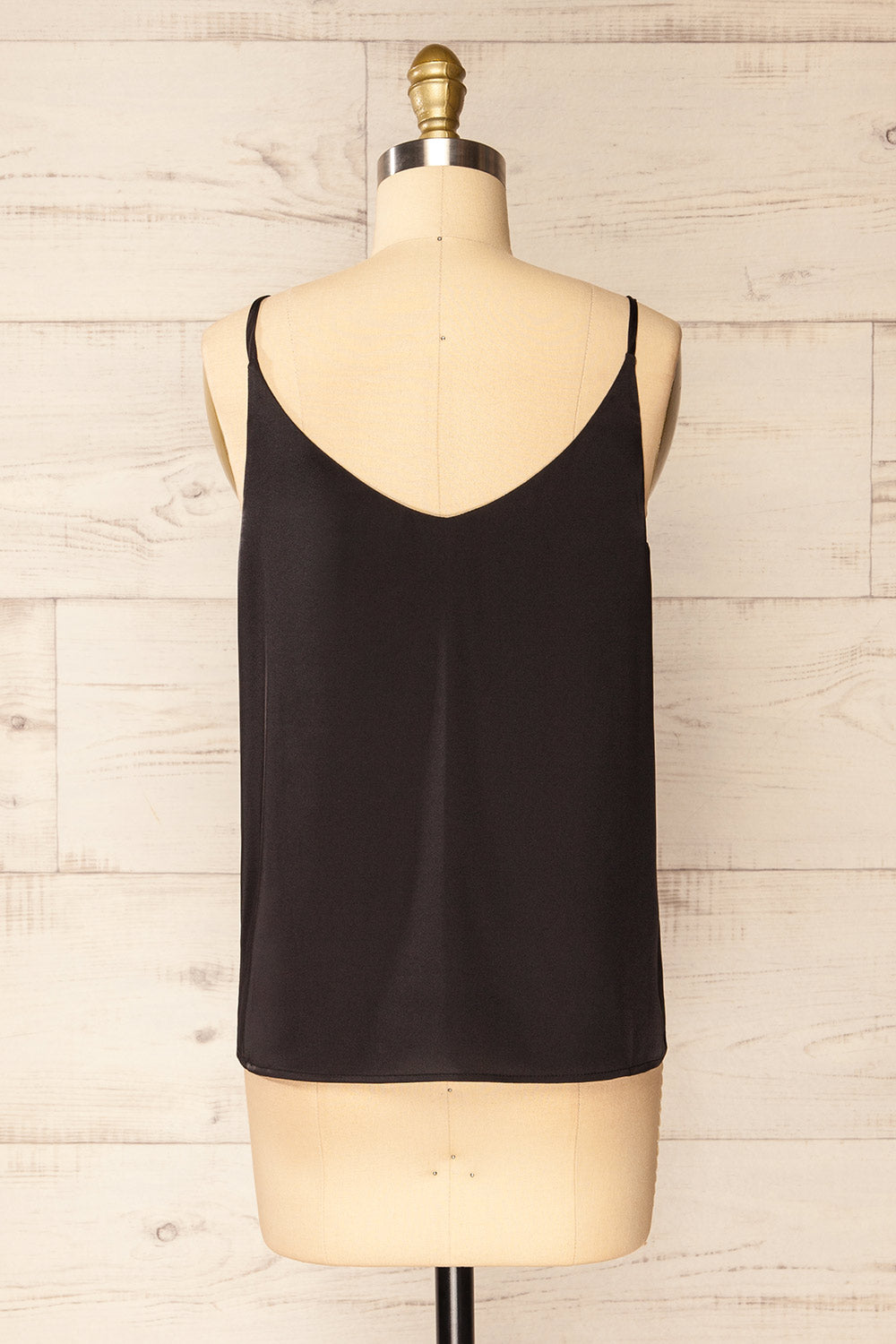 Manaus Black Satin Tank Top | La petite garçonne back view