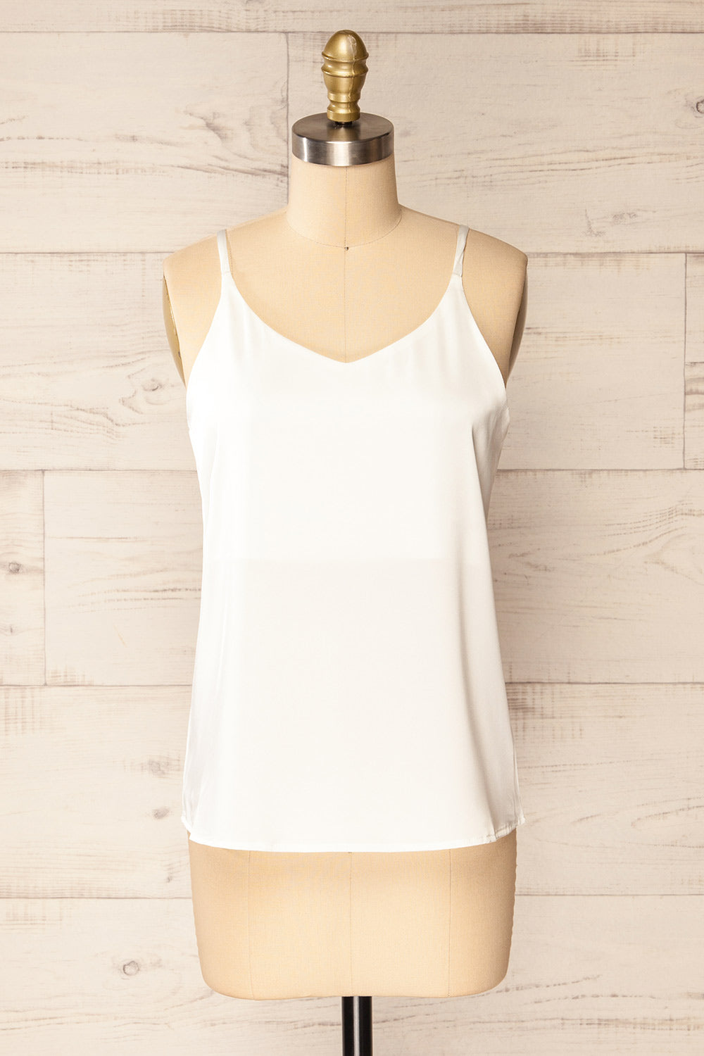 Manaus Ivory Satin Tank Top | La petite garçonne front view