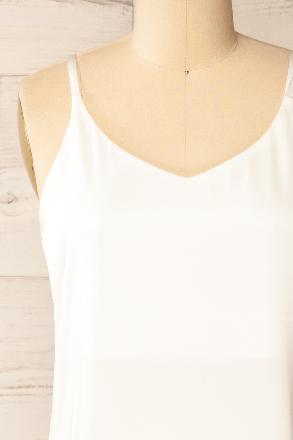 Manaus Ivory Satin Tank Top | La petite garçonne front close-up