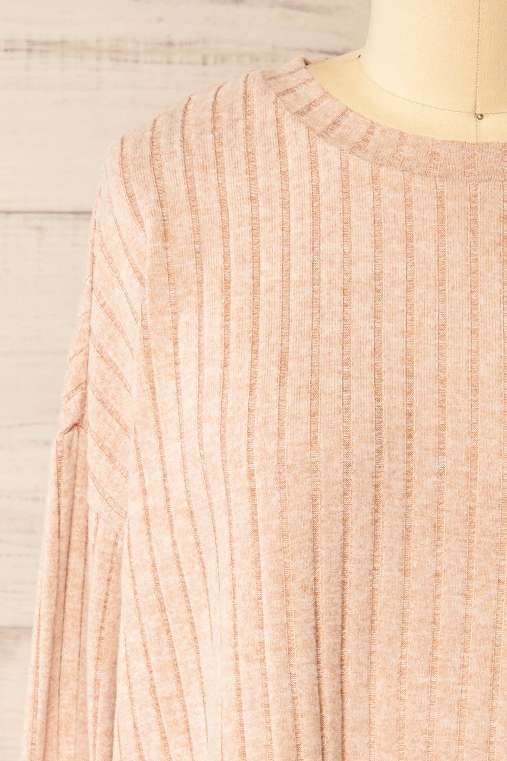 Mandal Beige Soft Ribbed Knit Top | La petite garçonne front