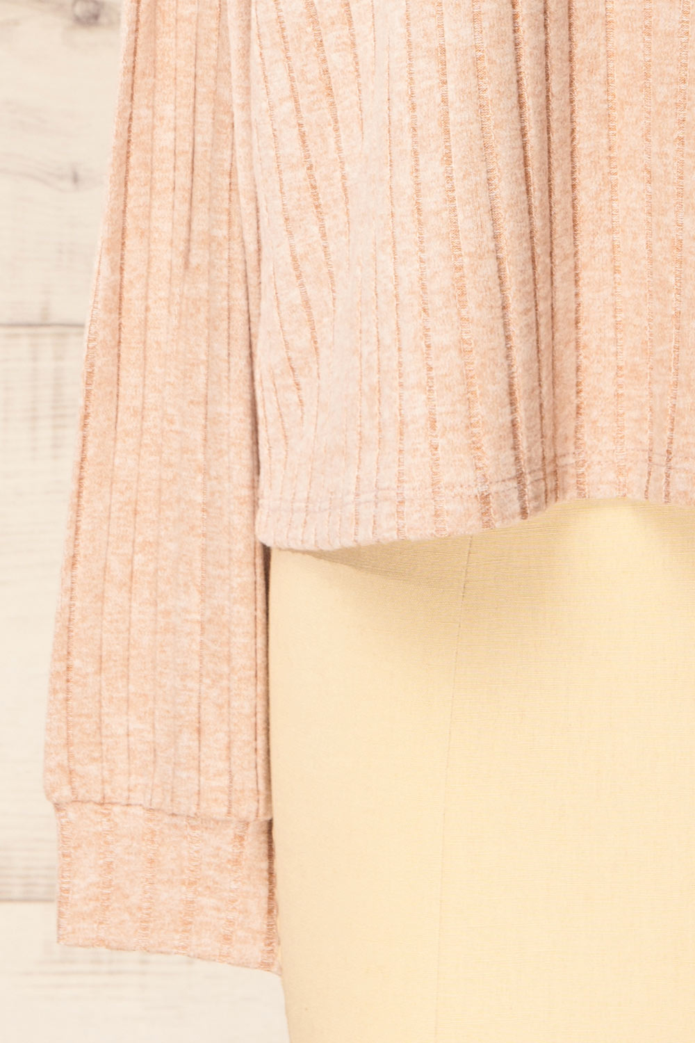 Mandal Beige Soft Ribbed Knit Top | La petite garçonne sleeve