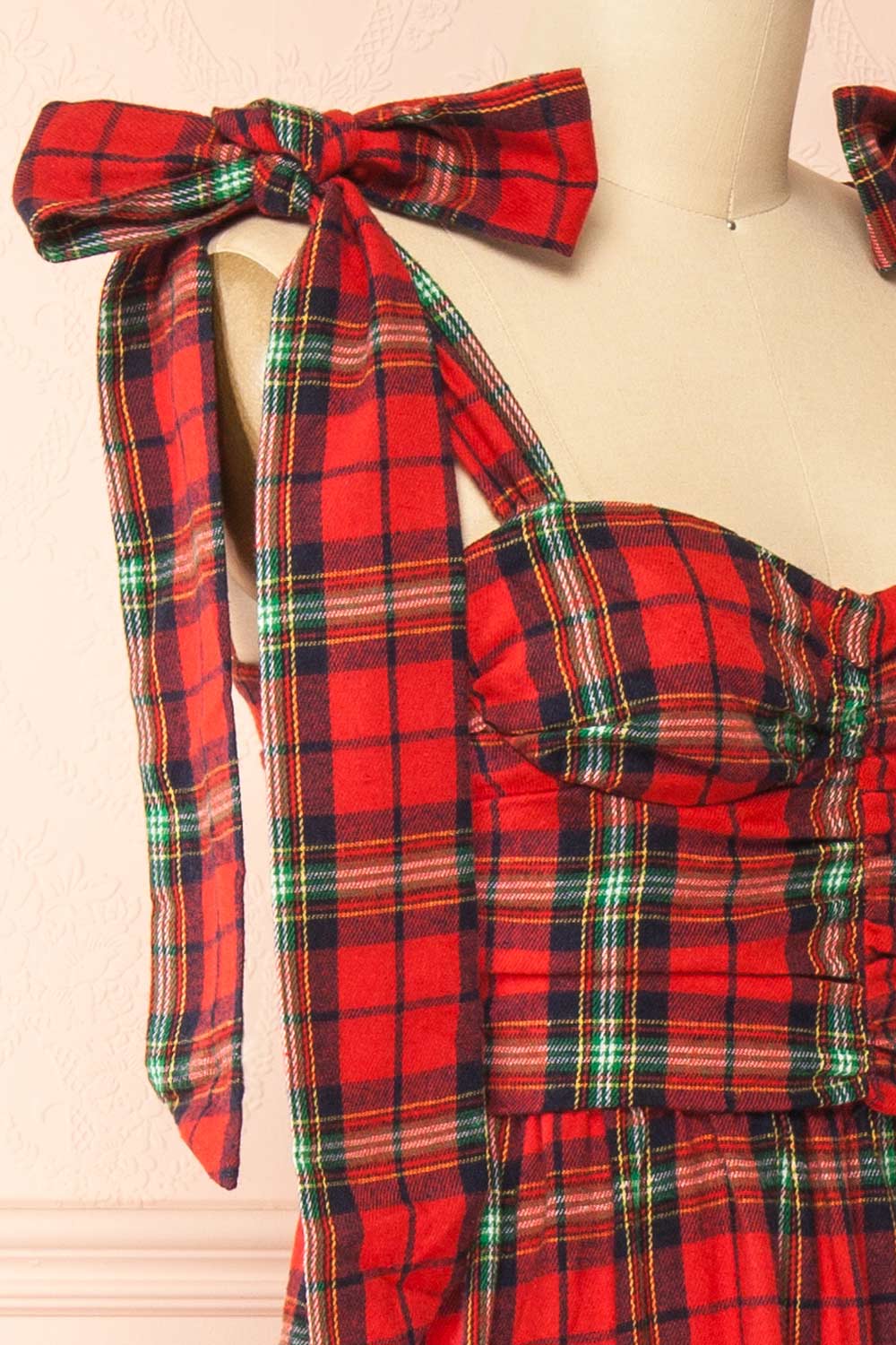 Manelle Long Red Tartan Dress | Boutique 1861 side
