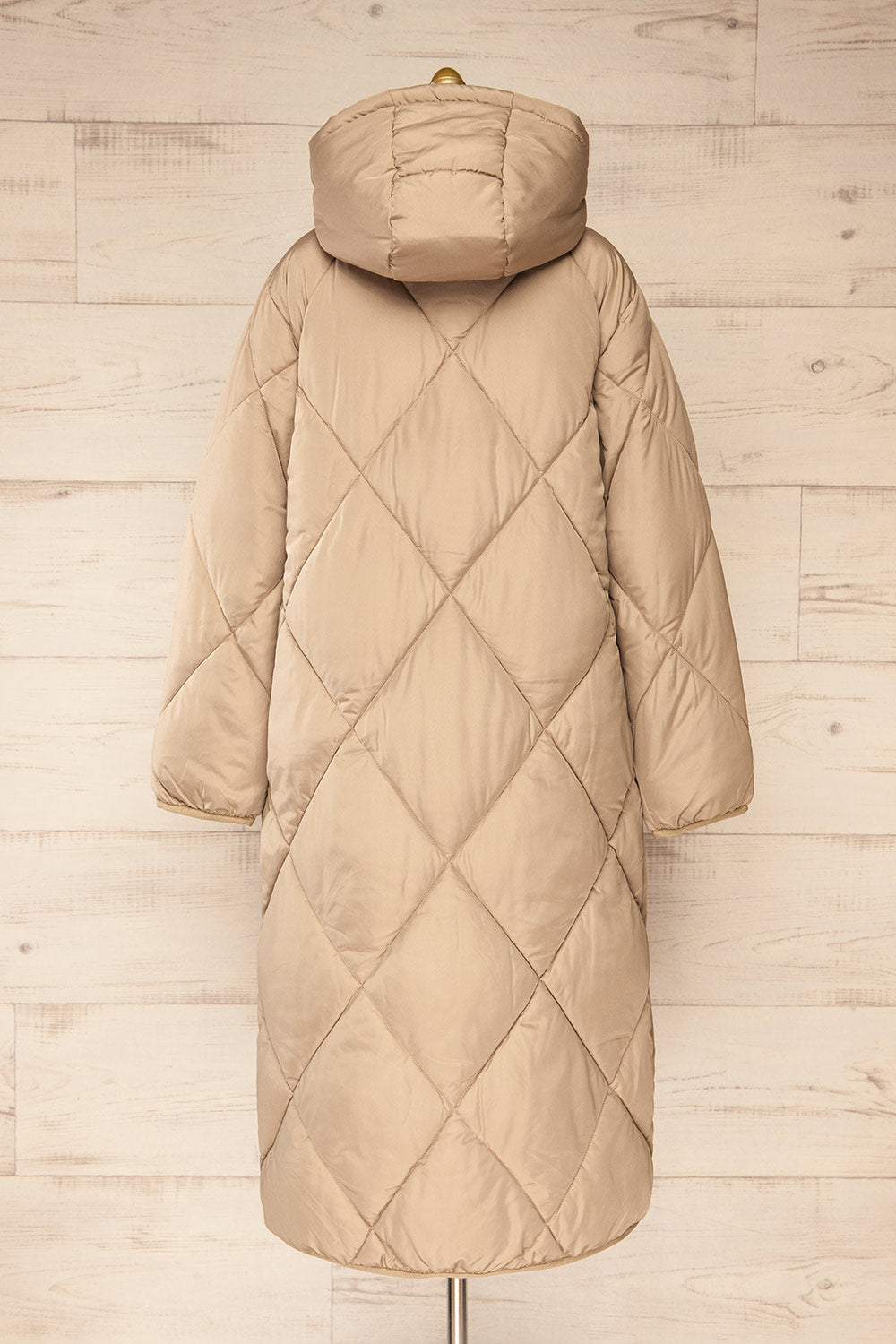 Manizales Beige Long Quilted Coat | La petite garçonne back view