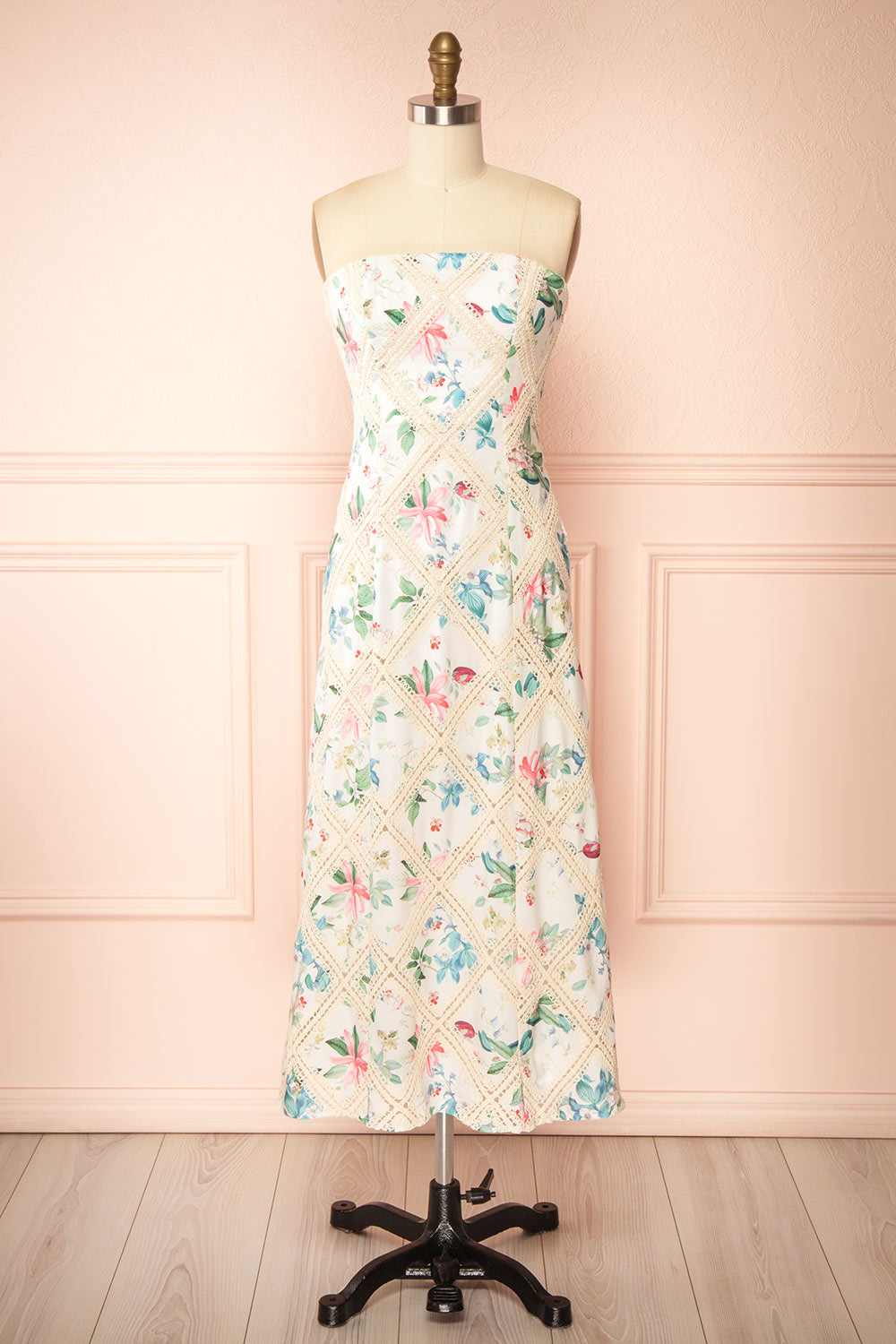 Manon White Midi Floral Dress | Boutique 1861 front view