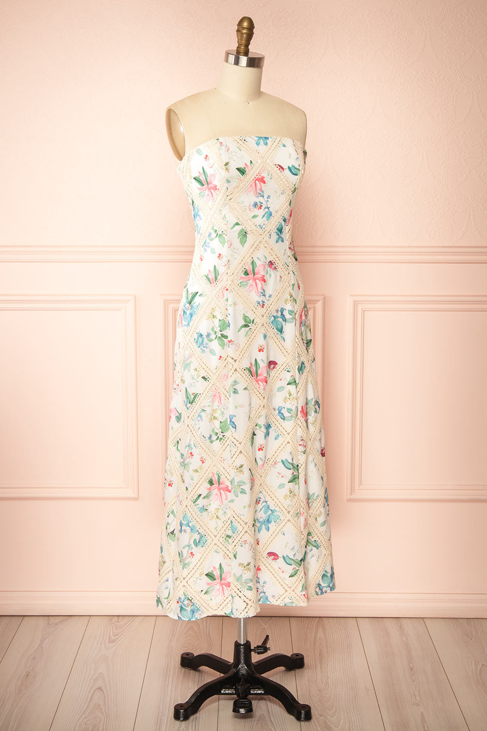 Manon White Midi Floral Dress | Boutique 1861 side view