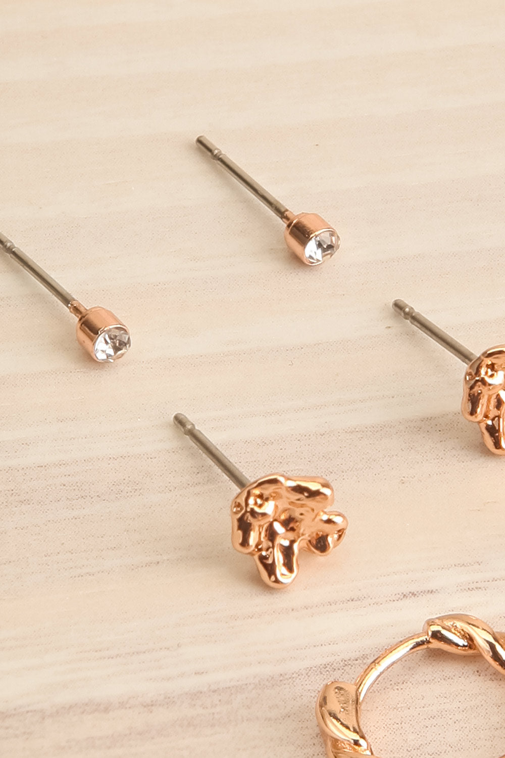 Manuel Set of 3 Rosegold-Plated Earrings | La petite garçonne