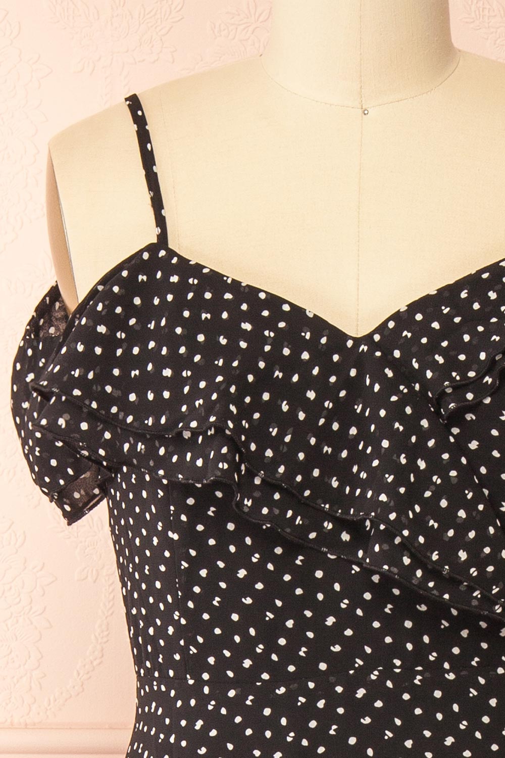 Maralda Black Maxi Dress with Polka Dots | Boutique 1861 front