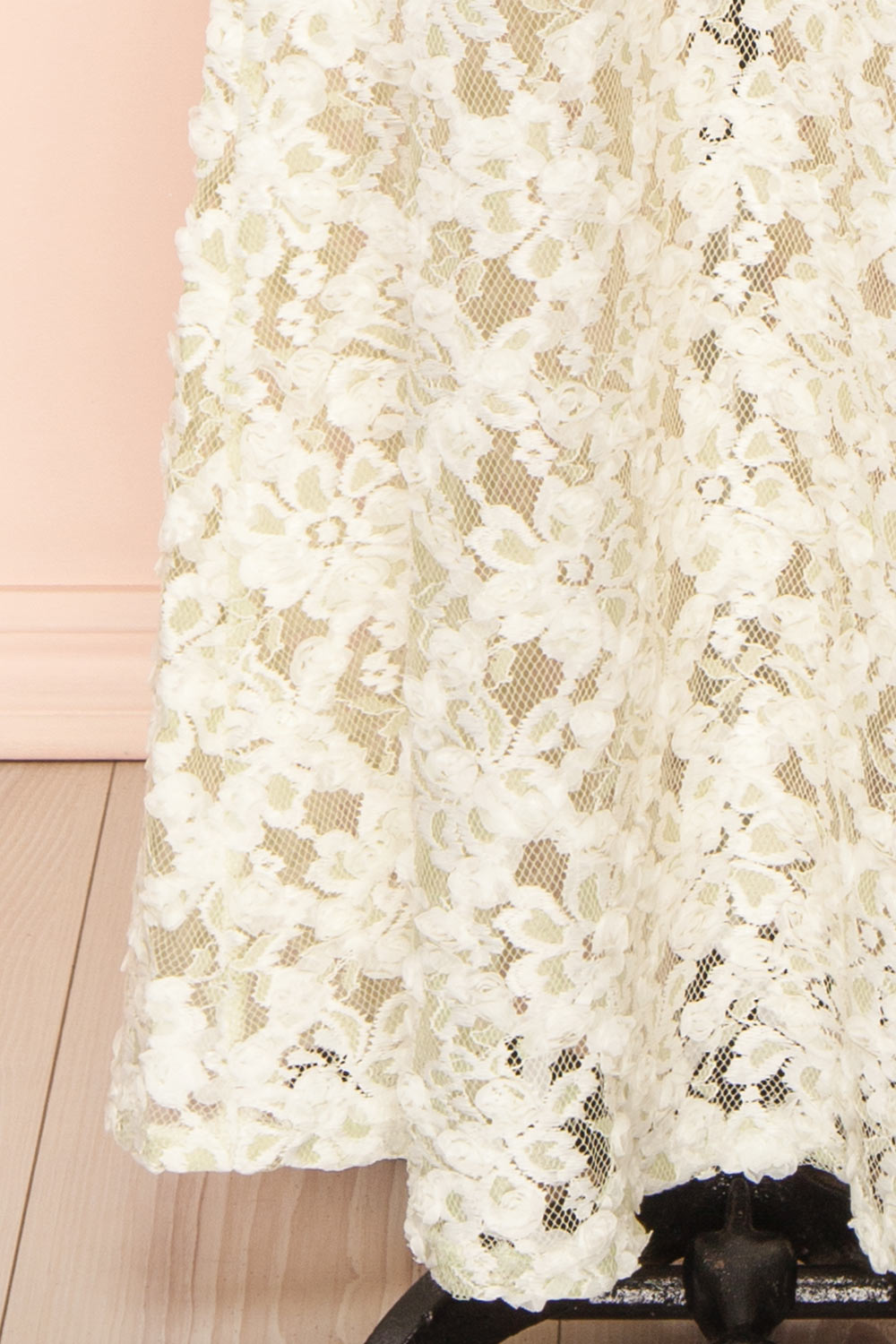 Marania White & Green Long Floral Lace Dress | Boudoir 1861  bottom