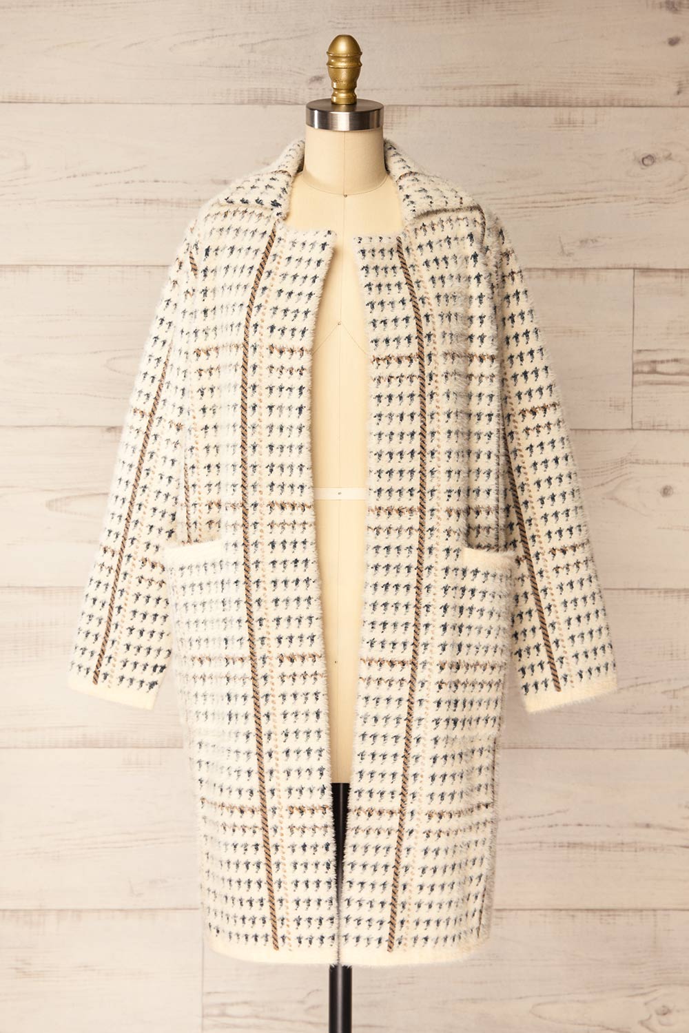 Marceau Fuzzy Patterned Open Front Jacket | La petite garçonne front view