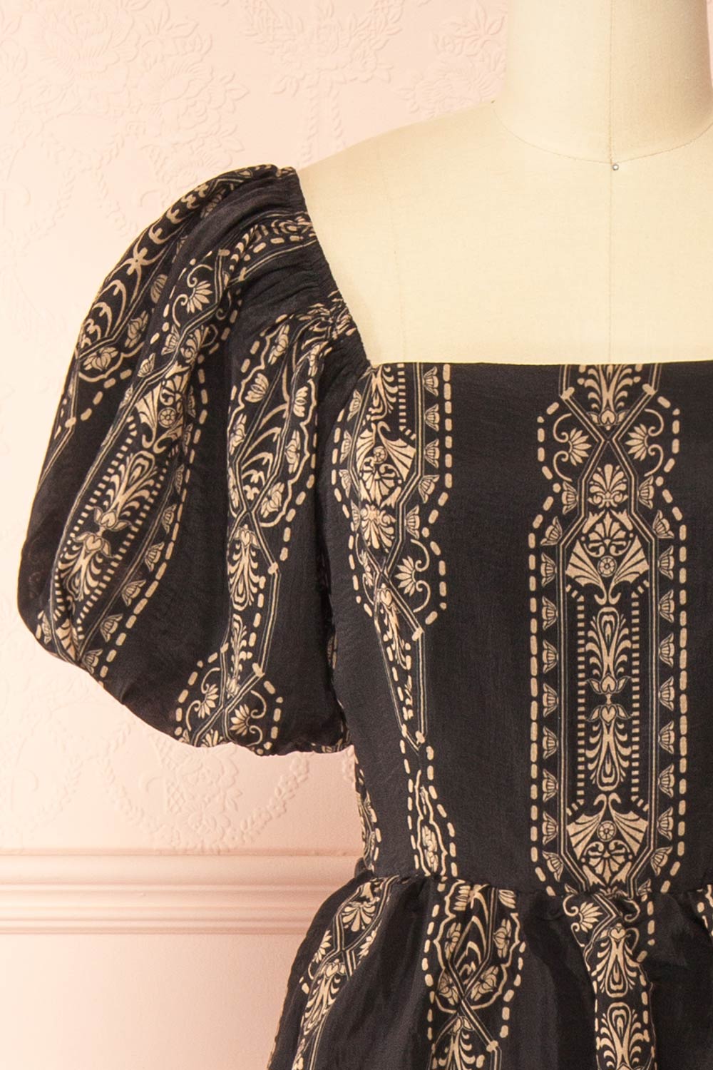 Marcie Midi Dress with Puffs Sleeves | Boutique 1861 front