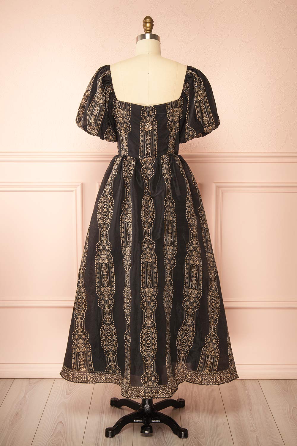 Marcie Midi Dress with Puffs Sleeves | Boutique 1861 back view