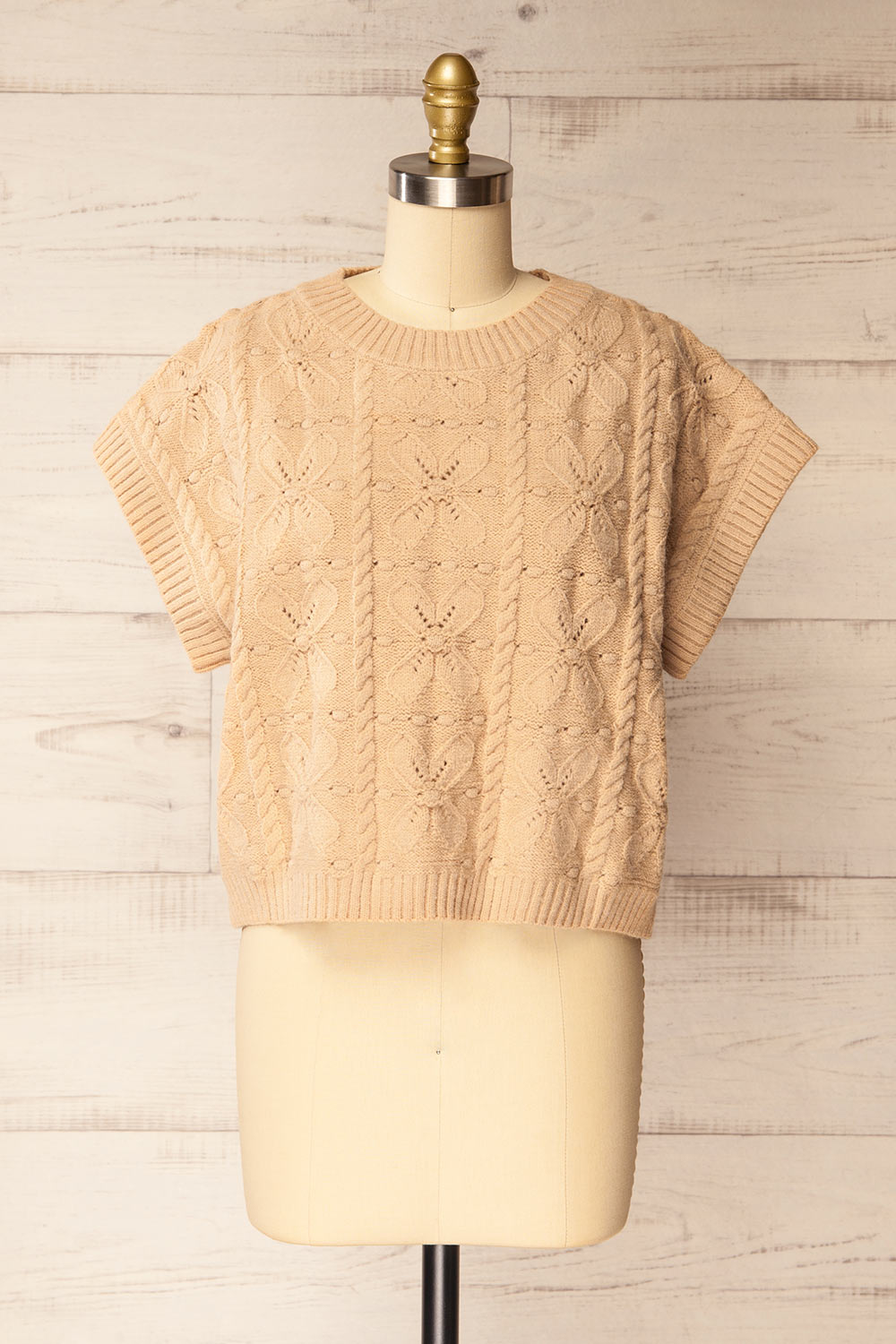 Mareeba Beige Oversized Knit Vest | La petite garçonne front view