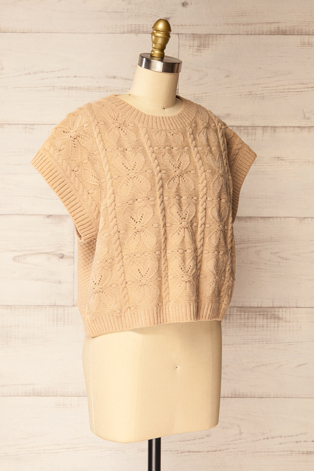 Mareeba Beige Oversized Knit Vest | La petite garçonne side view