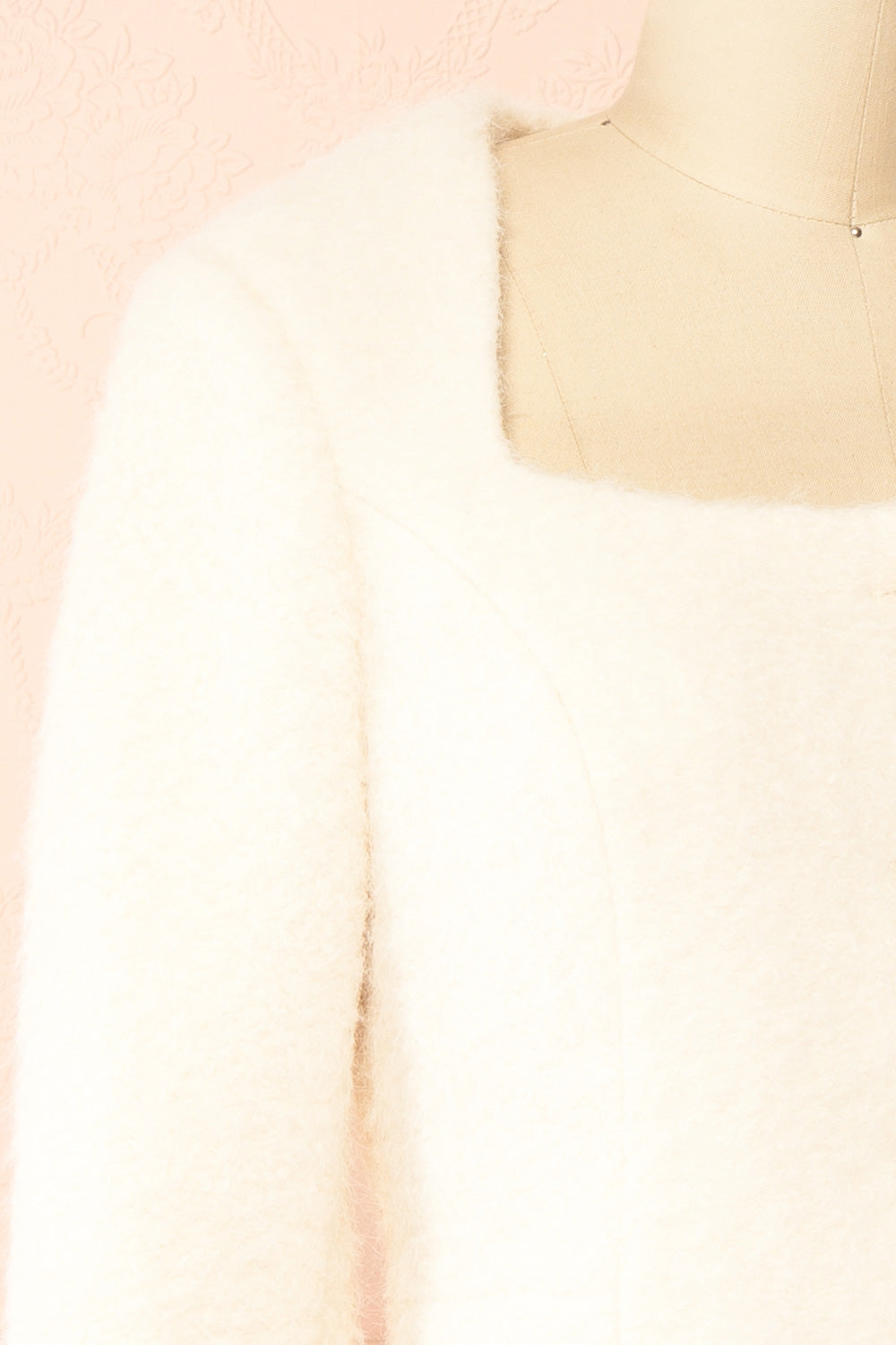 Mariama Fuzzy White Jacket with Squared Neckline | Boutique 1861 side