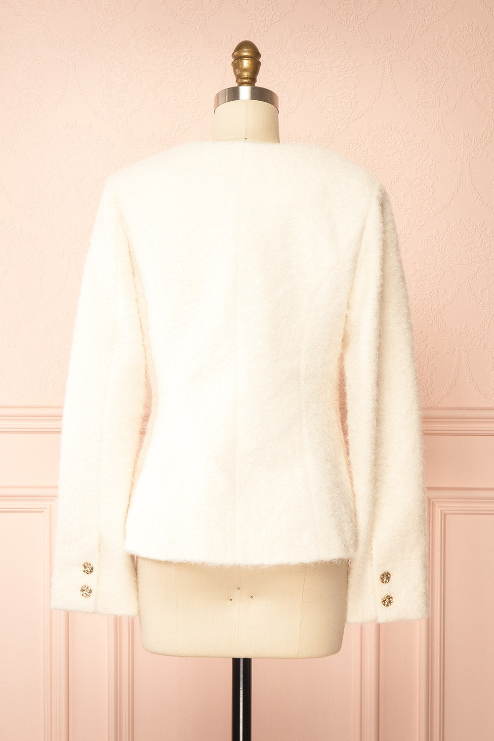 Mariama Fuzzy White Jacket with Squared Neckline | Boutique 1861 back view