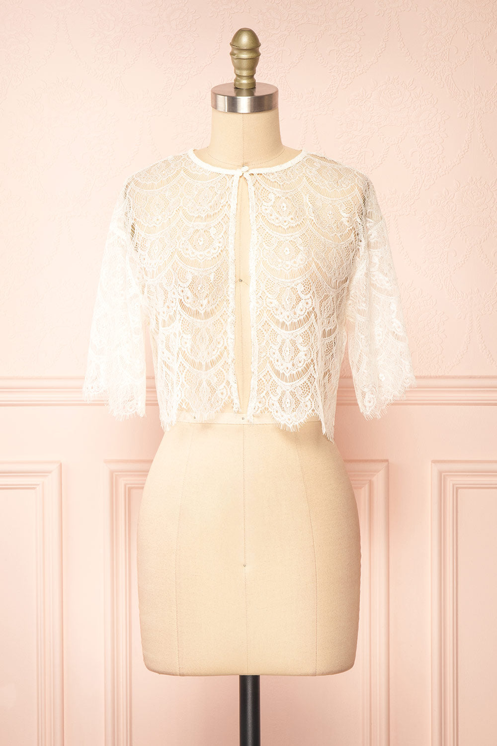 Marigolde Short White Lace Bolero | Boudoir 1861 front view