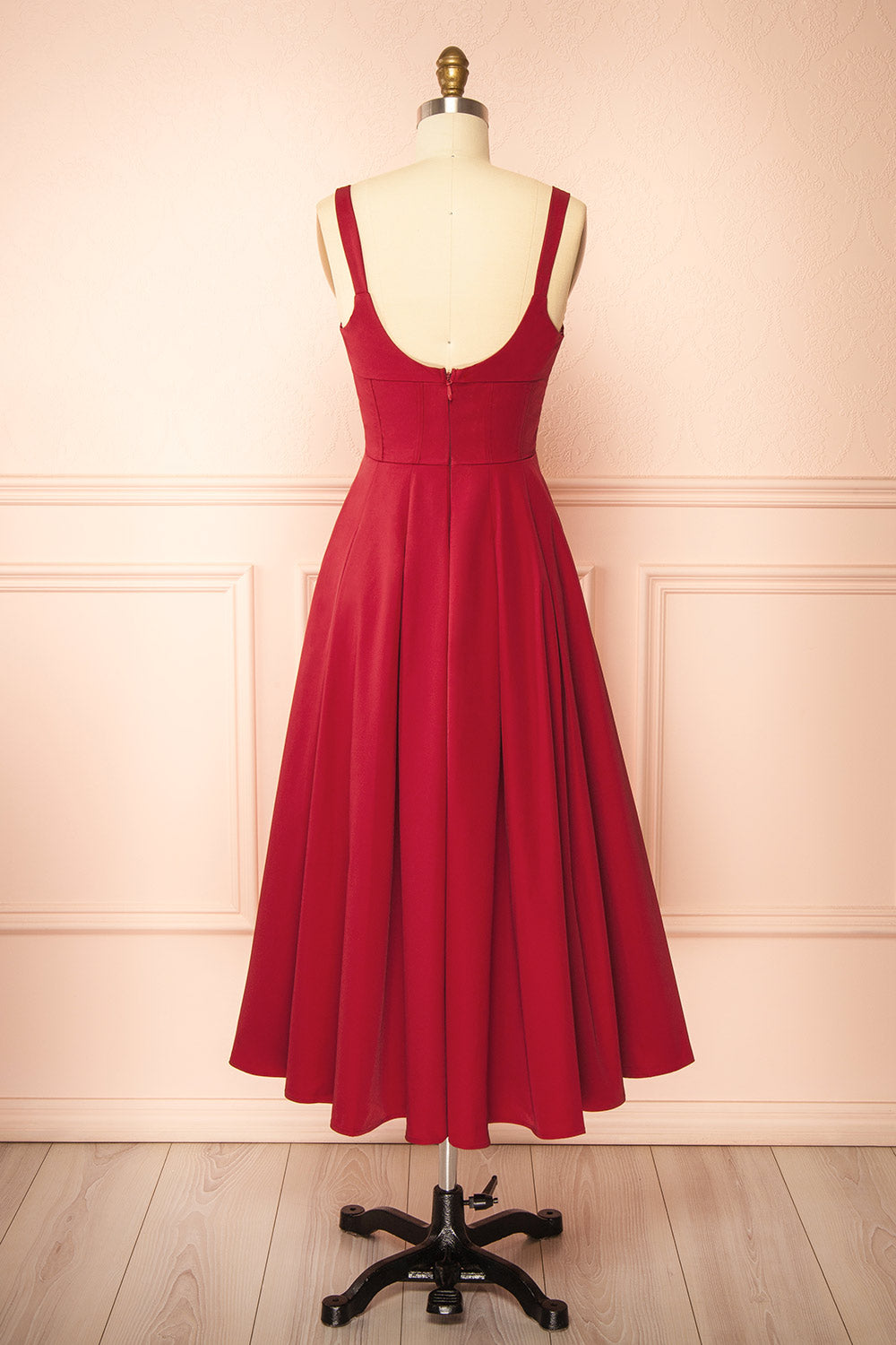 Marijade Midi Red Dress with Pockets | Boutique 1861 back view