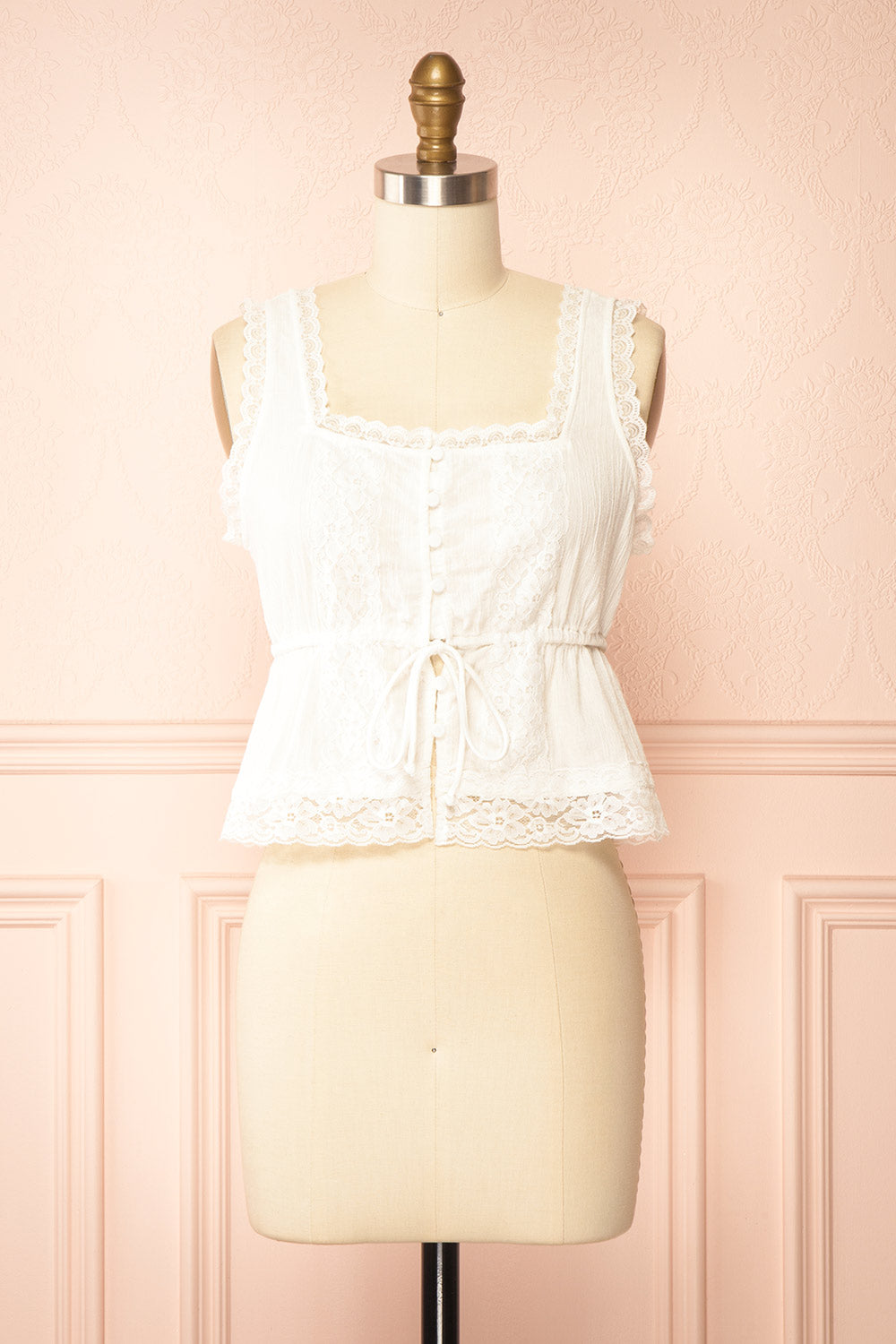 Mariko Ivory Button-Up Top | Boutique 1861 front view