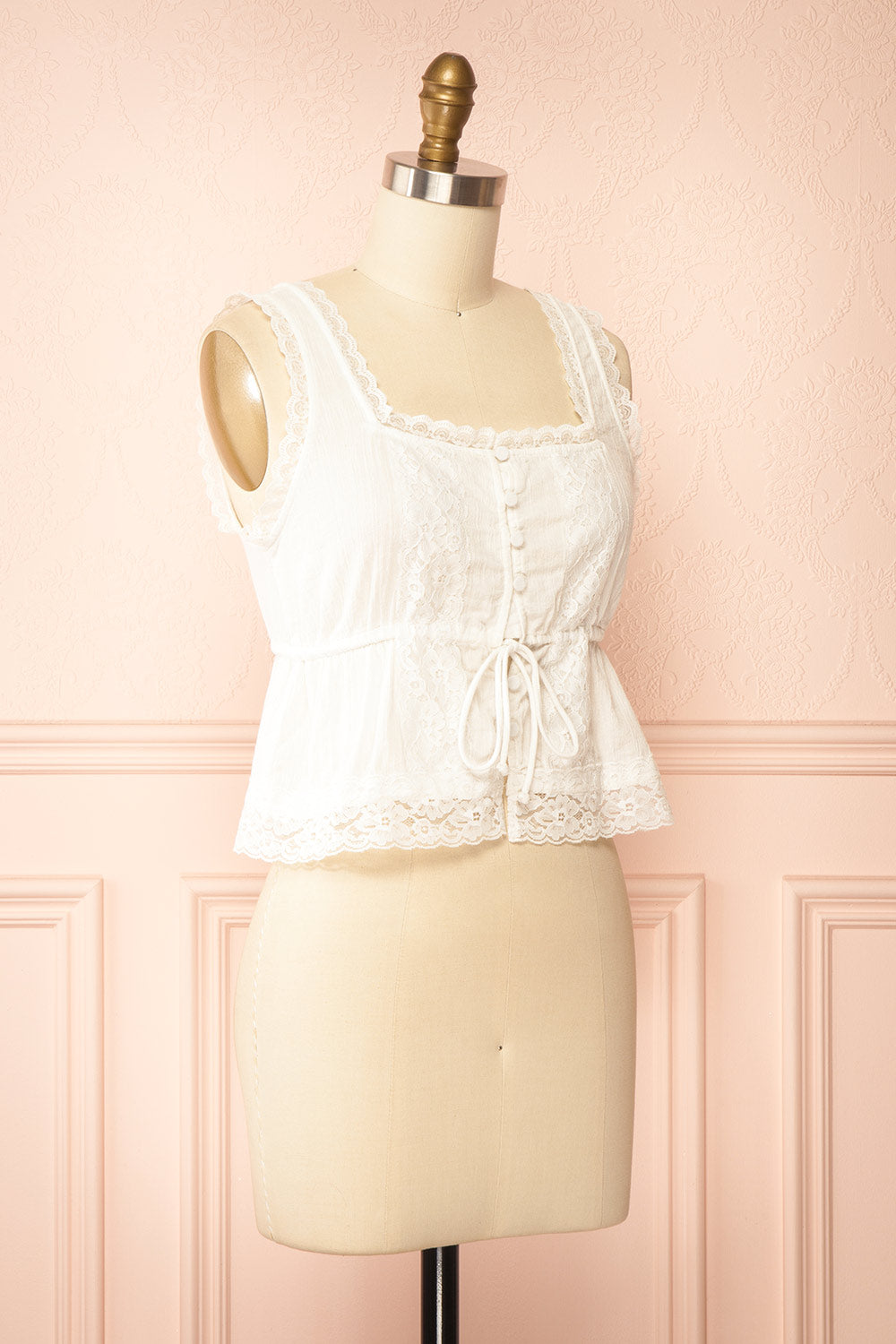 Mariko Ivory Button-Up Top | Boutique 1861 side view