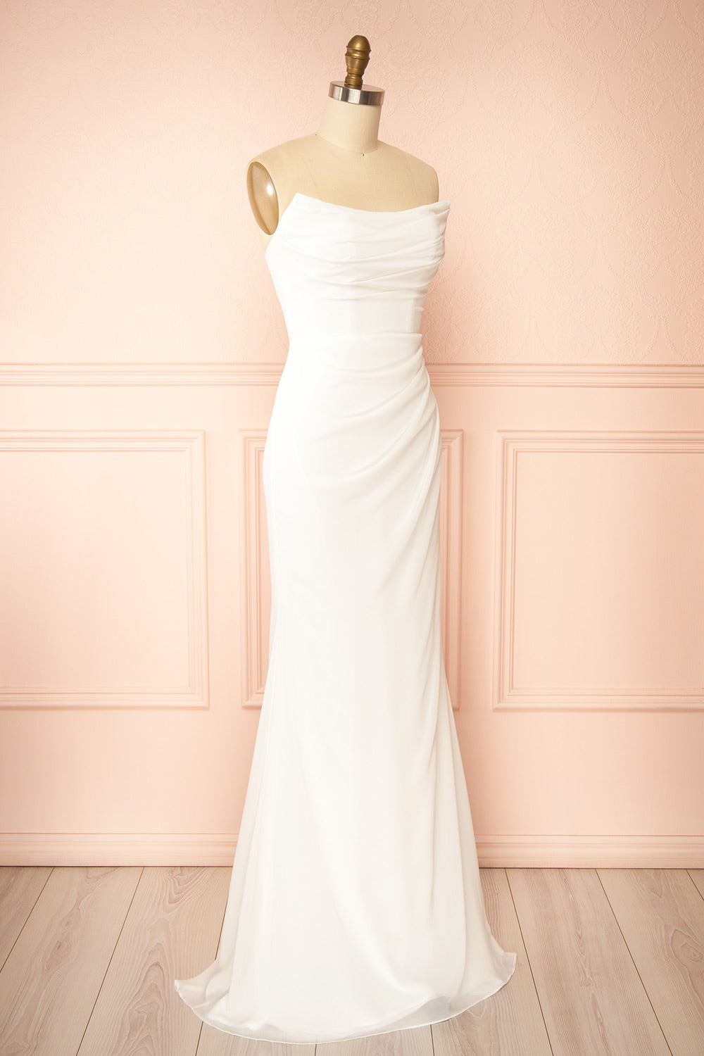 Marilia Bridal Mermaid Draped Chiffon Dress with Scarf | Boutique 1861 side view