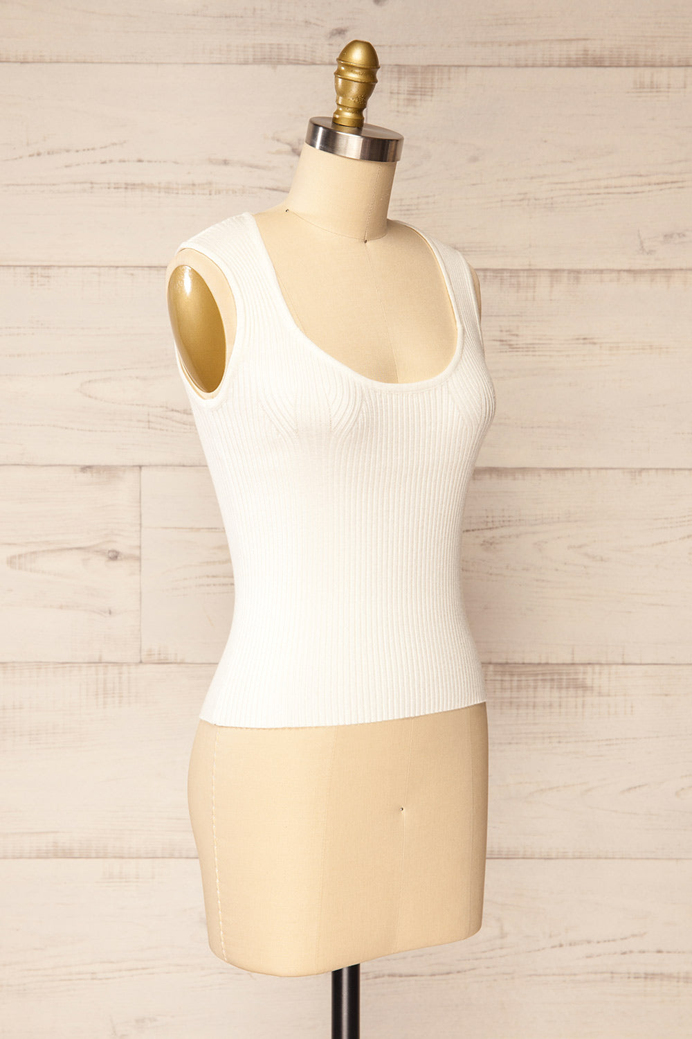 Marillia Ribbed Ivory Tank Top | La petite garçonne side view