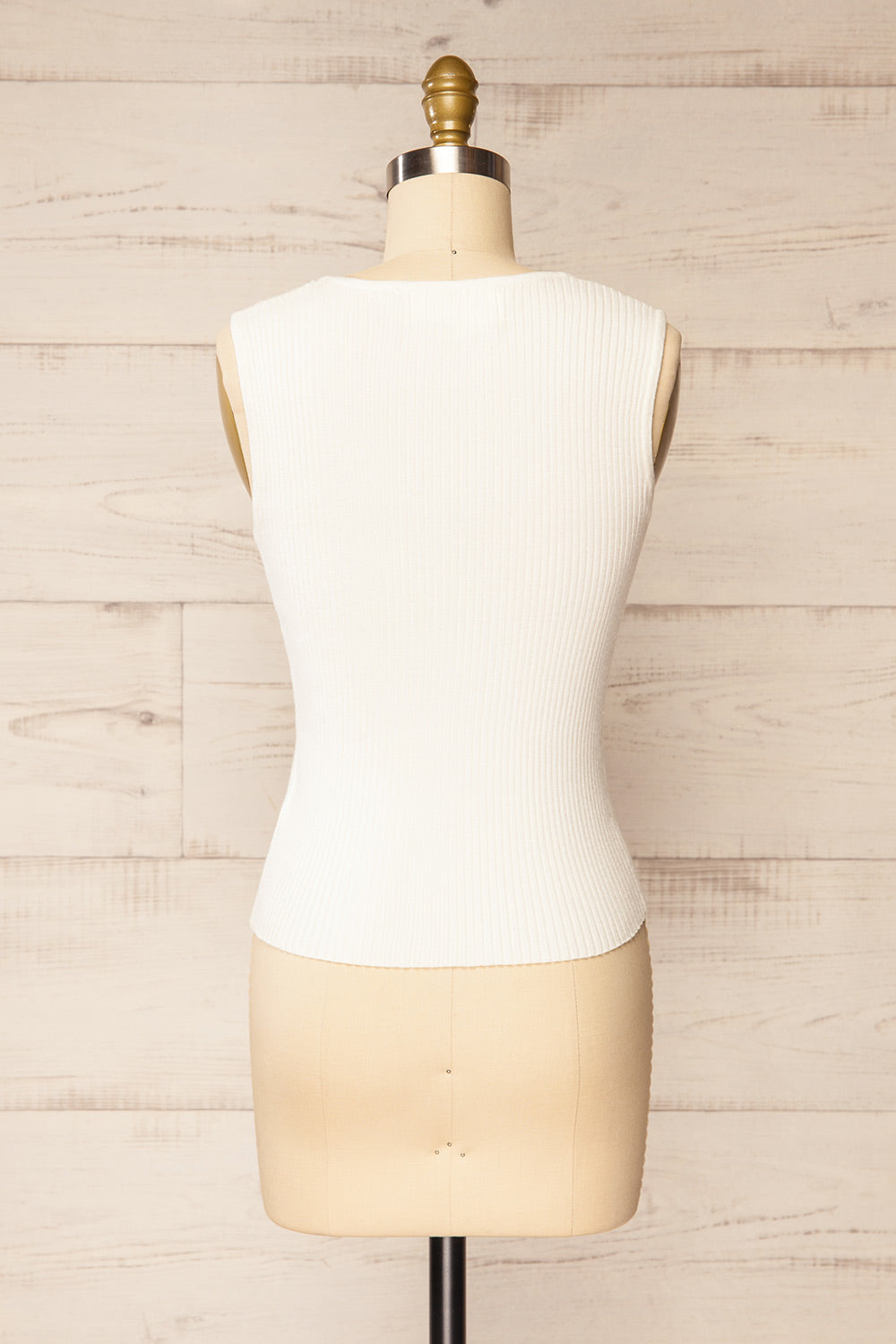 Marillia Ribbed Ivory Tank Top | La petite garçonne back view