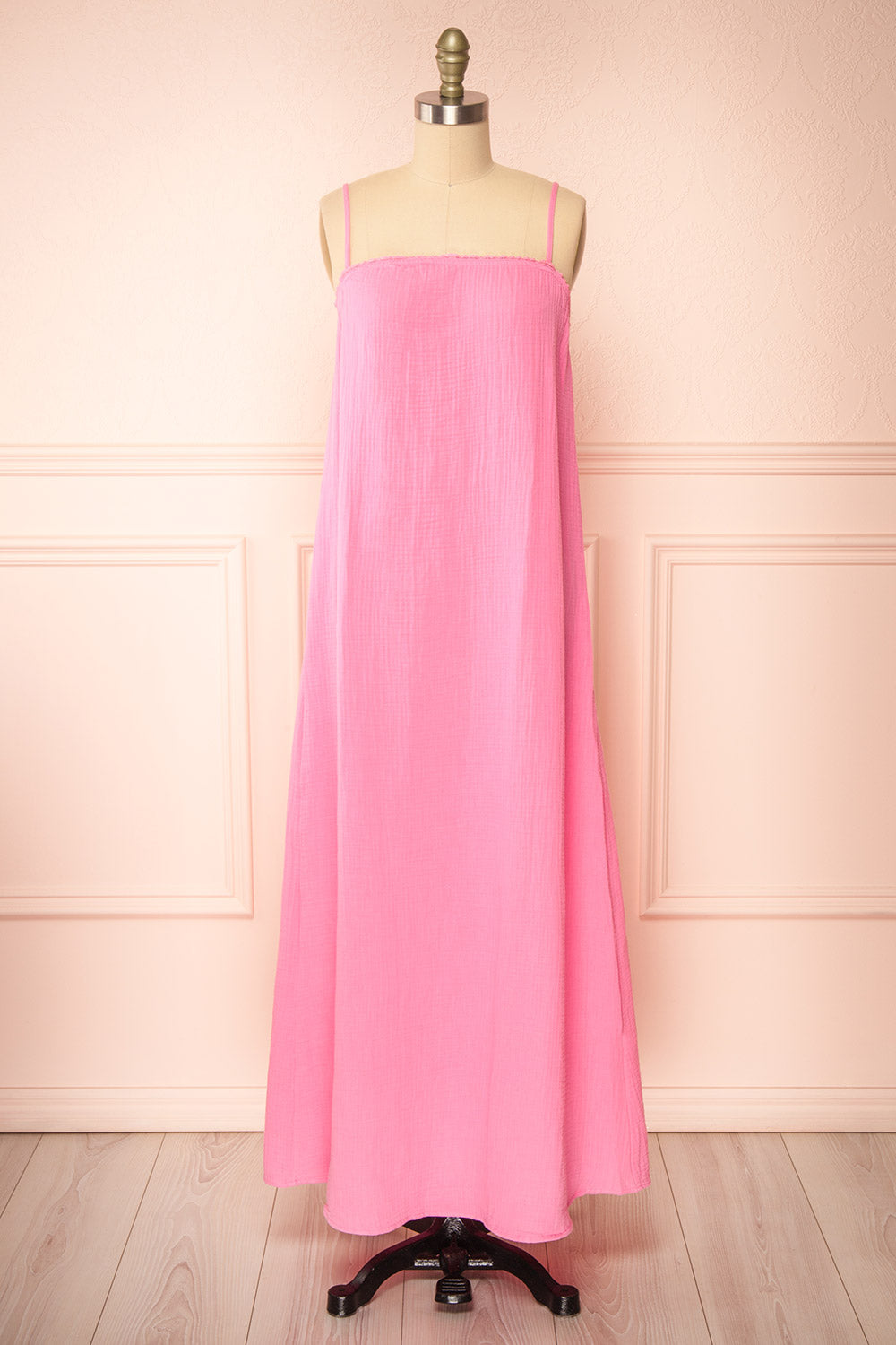 open lace back dress Marinet Pink Long Loose-Fitted Dress